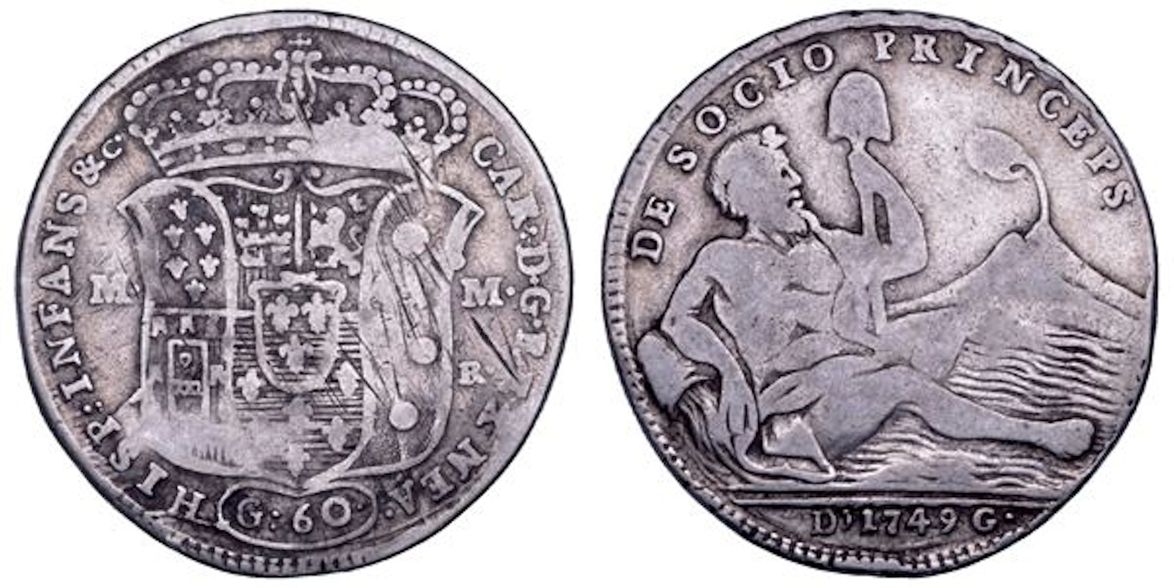 NAPOLI. CARLO DI BORBONE, 1734-1759. Mezza piastra da 60 grana 1749.