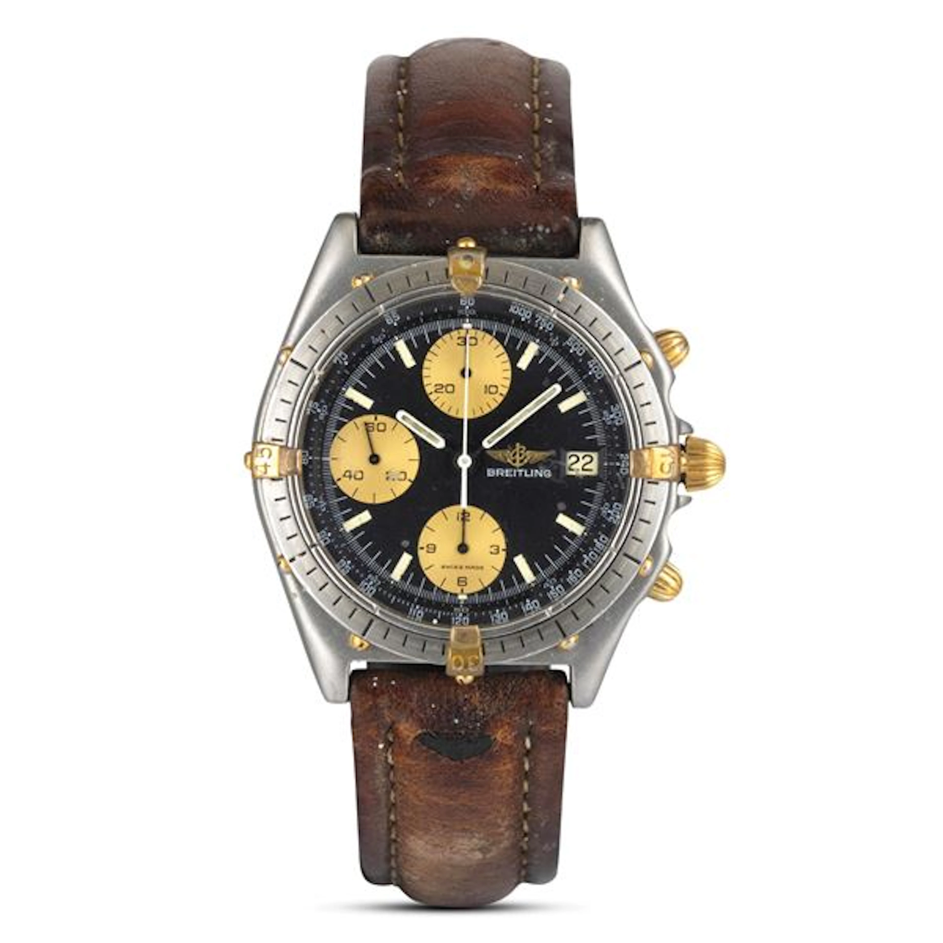 Chronomat ref. 81950 in acciaio, quadrante blu con contatori champagne