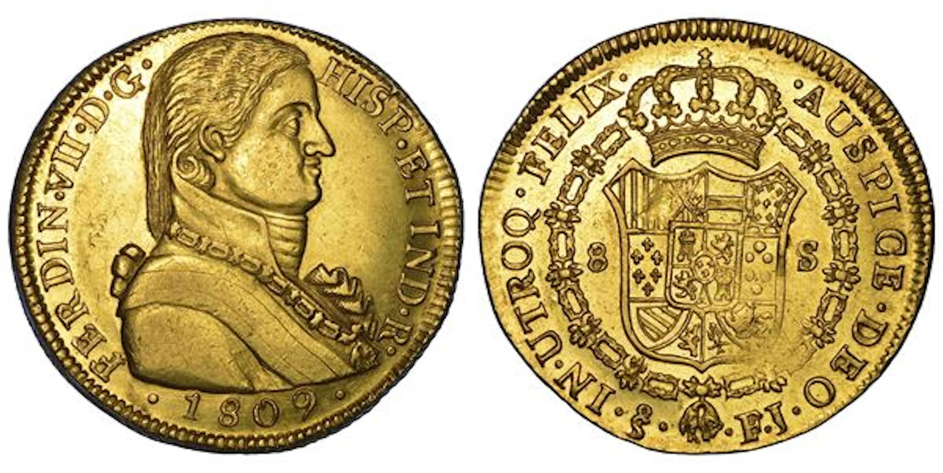 FERNANDO VII, 1808-1833. CILE. 8 escudos 1809. Santiago.