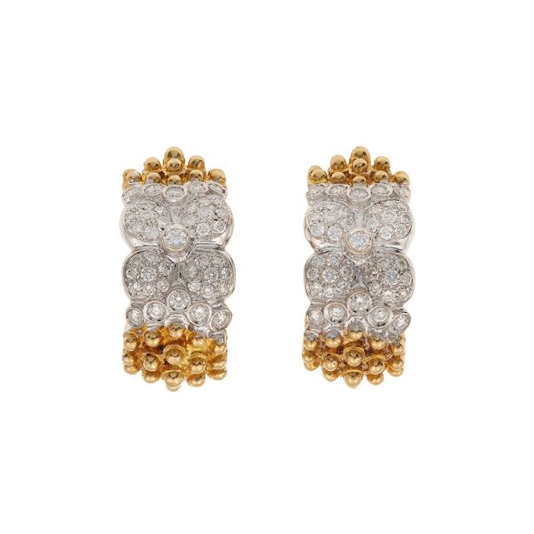 Pair of diamond and gold earrings