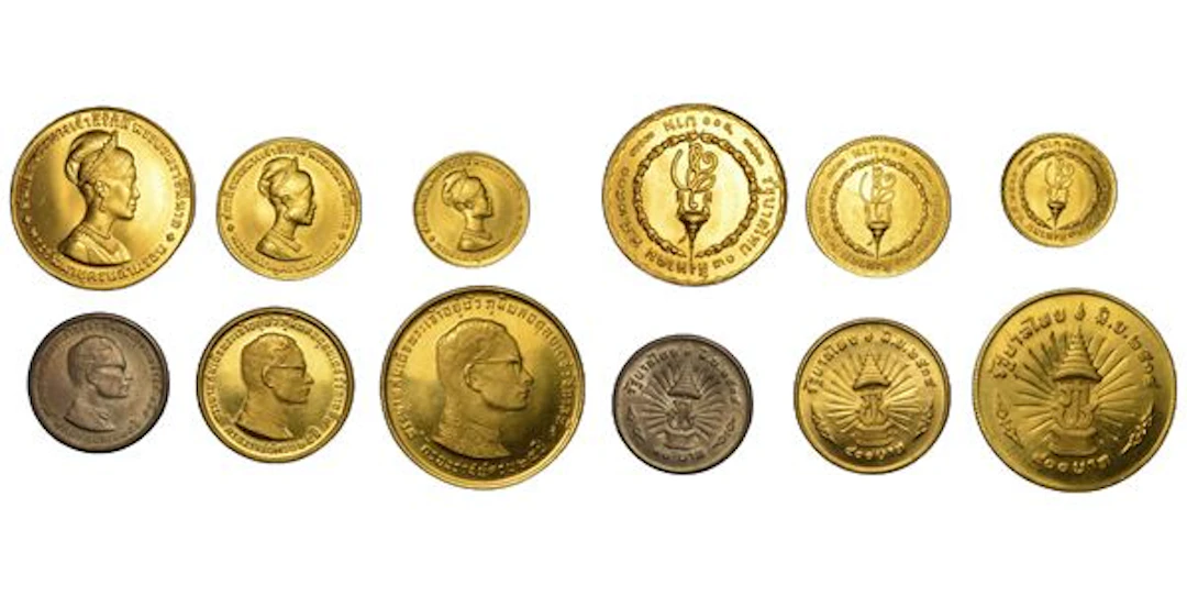 THAILANDIA. RAMA IX, 1946-2016. Lotto di sei monete.