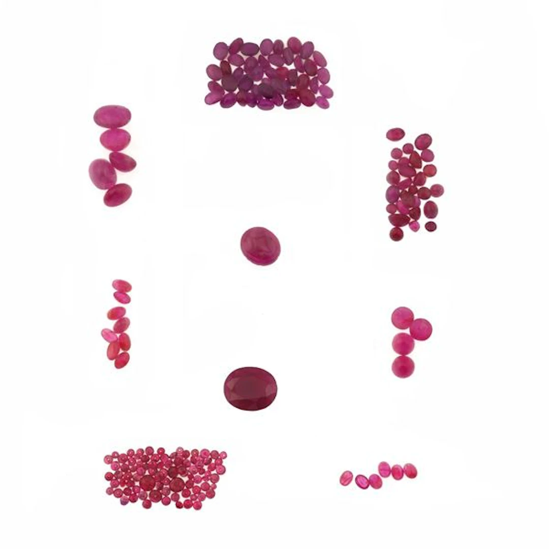 Collection of unmounted rubies, of various shapes and treatments