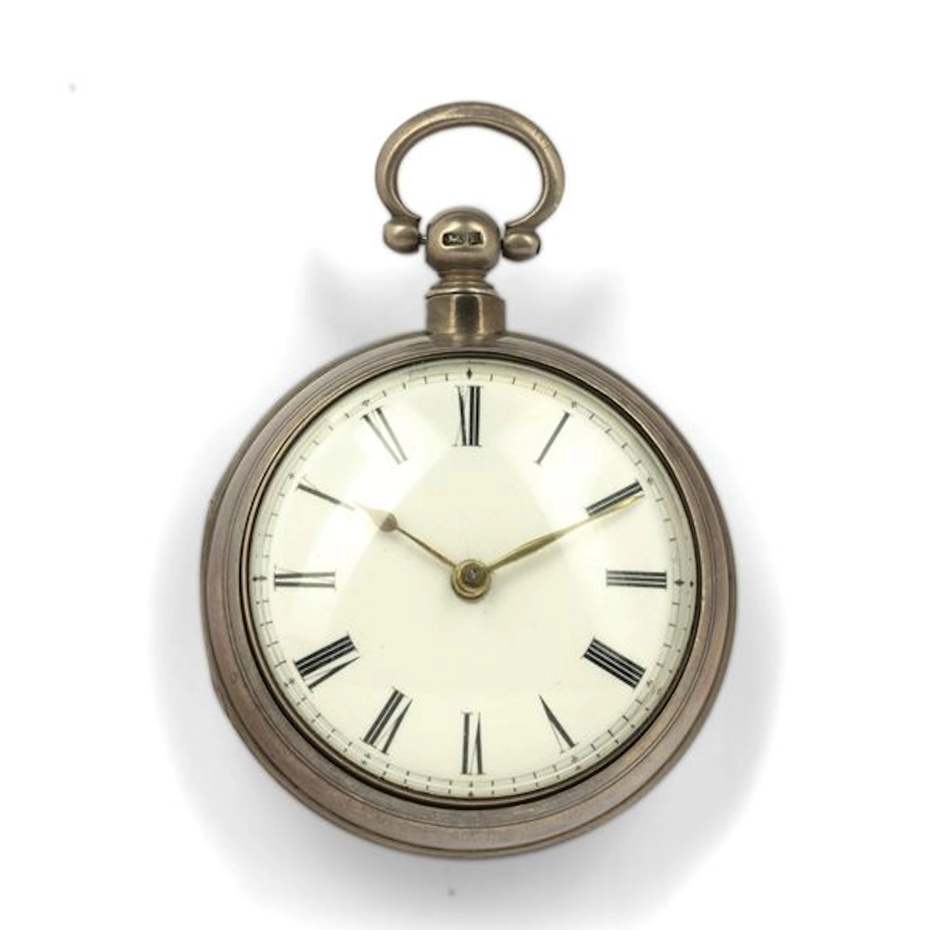 Orologio da tasca inglese con doppia cassa in argento a ribaltina