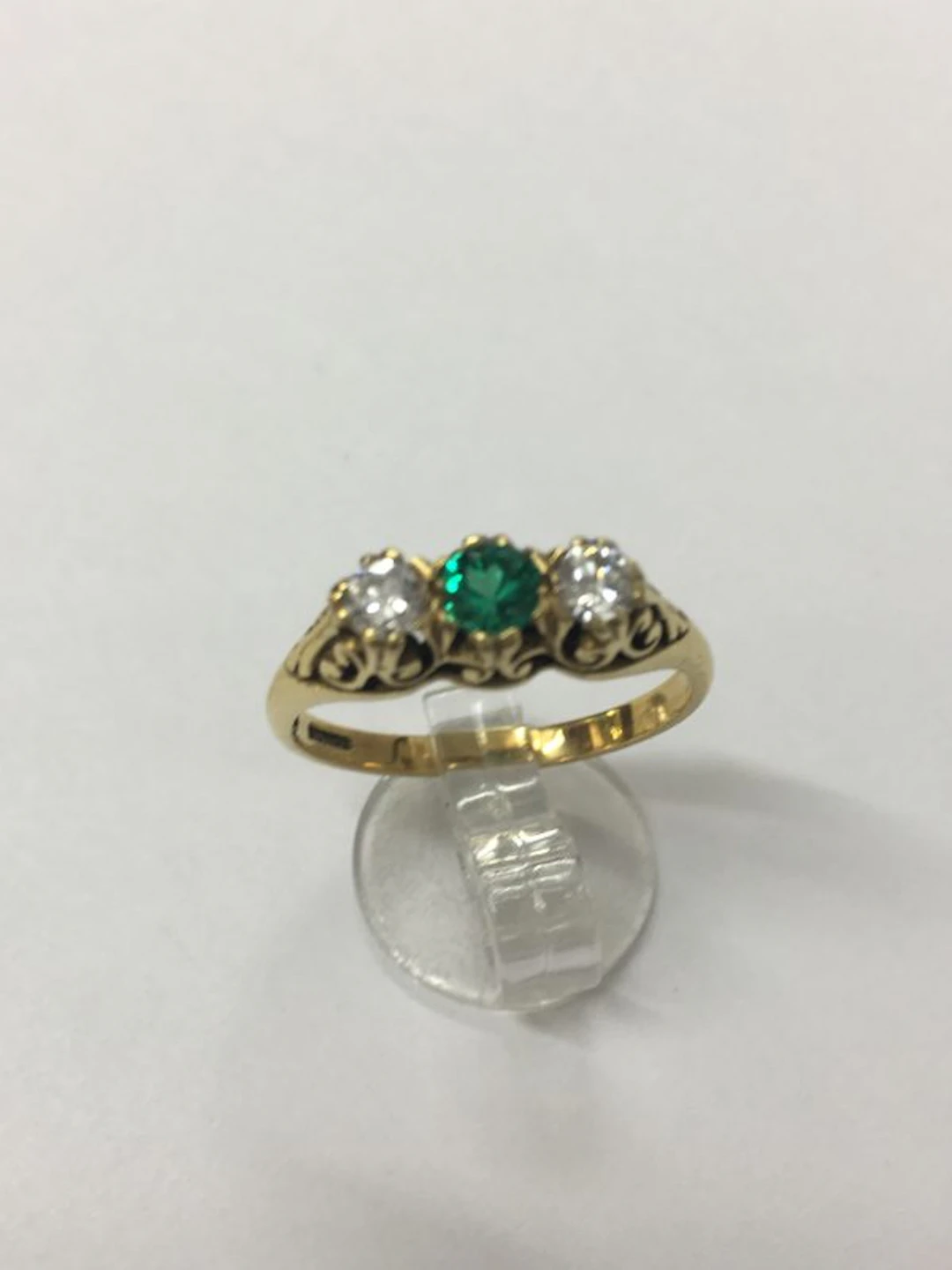 Vintage Emerald &Diamond 3 Stone Ring
