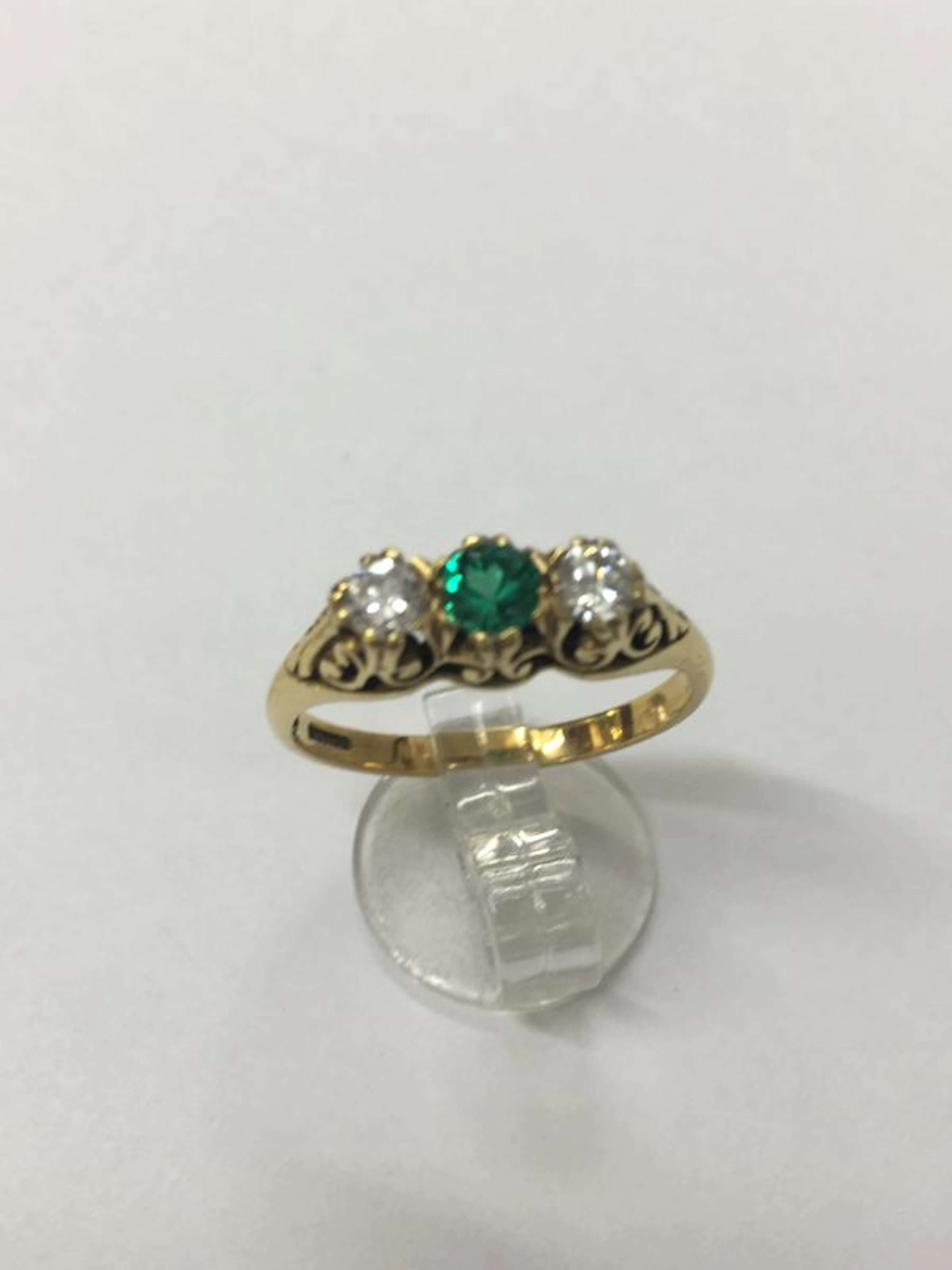 Vintage Emerald &Diamond 3 Stone Ring