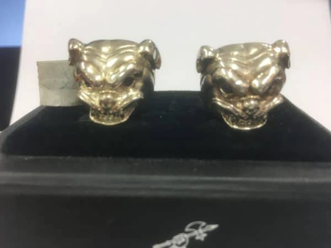 BRITISH BULLDOGS T BAR SILVER CUFFLINKS BY DEAKIN&FRANCIS