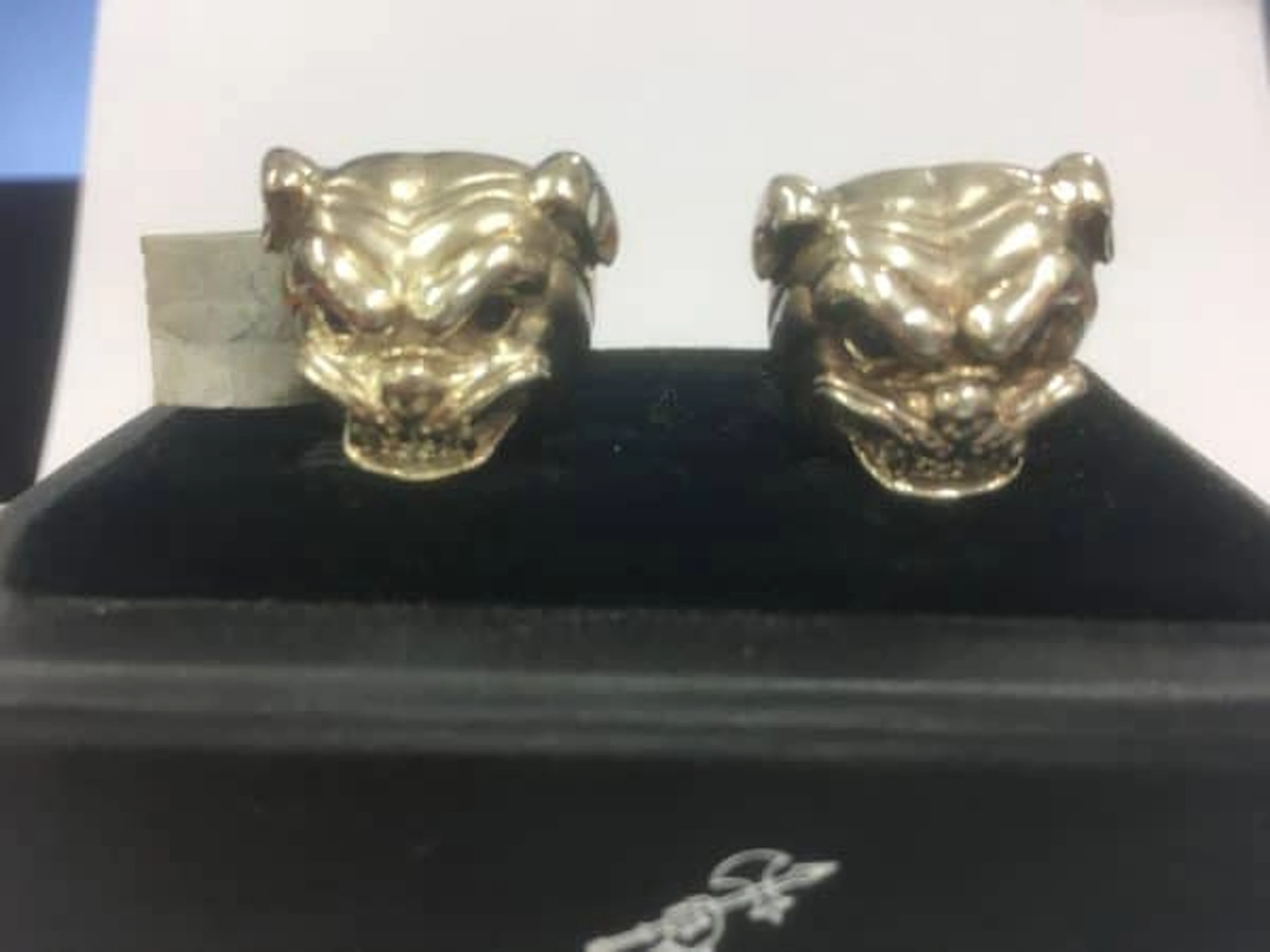 BRITISH BULLDOGS T BAR SILVER CUFFLINKS BY DEAKIN&FRANCIS