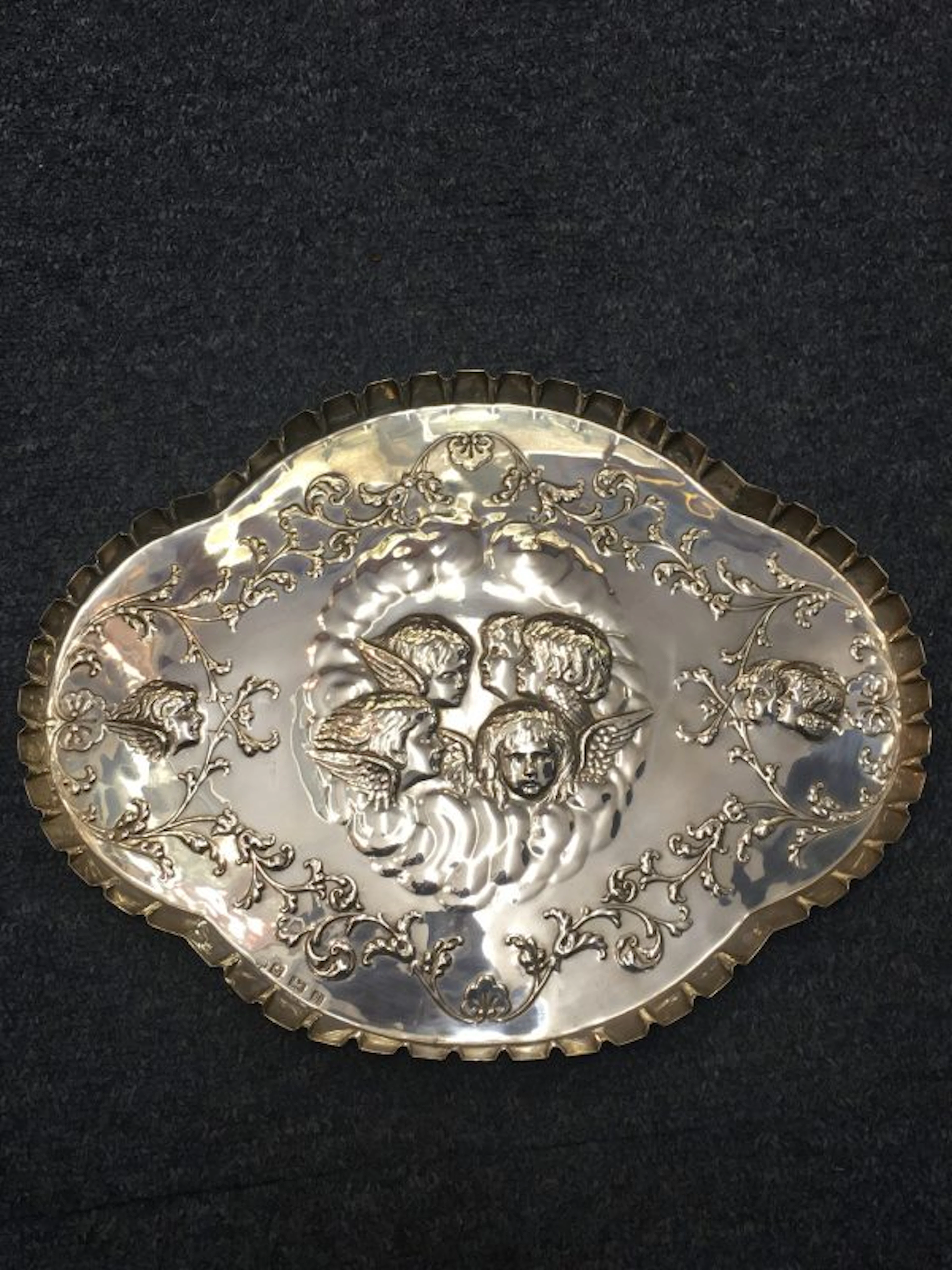 Silver Reynolds Angels Design Tray Hallmarked Birmingham1910