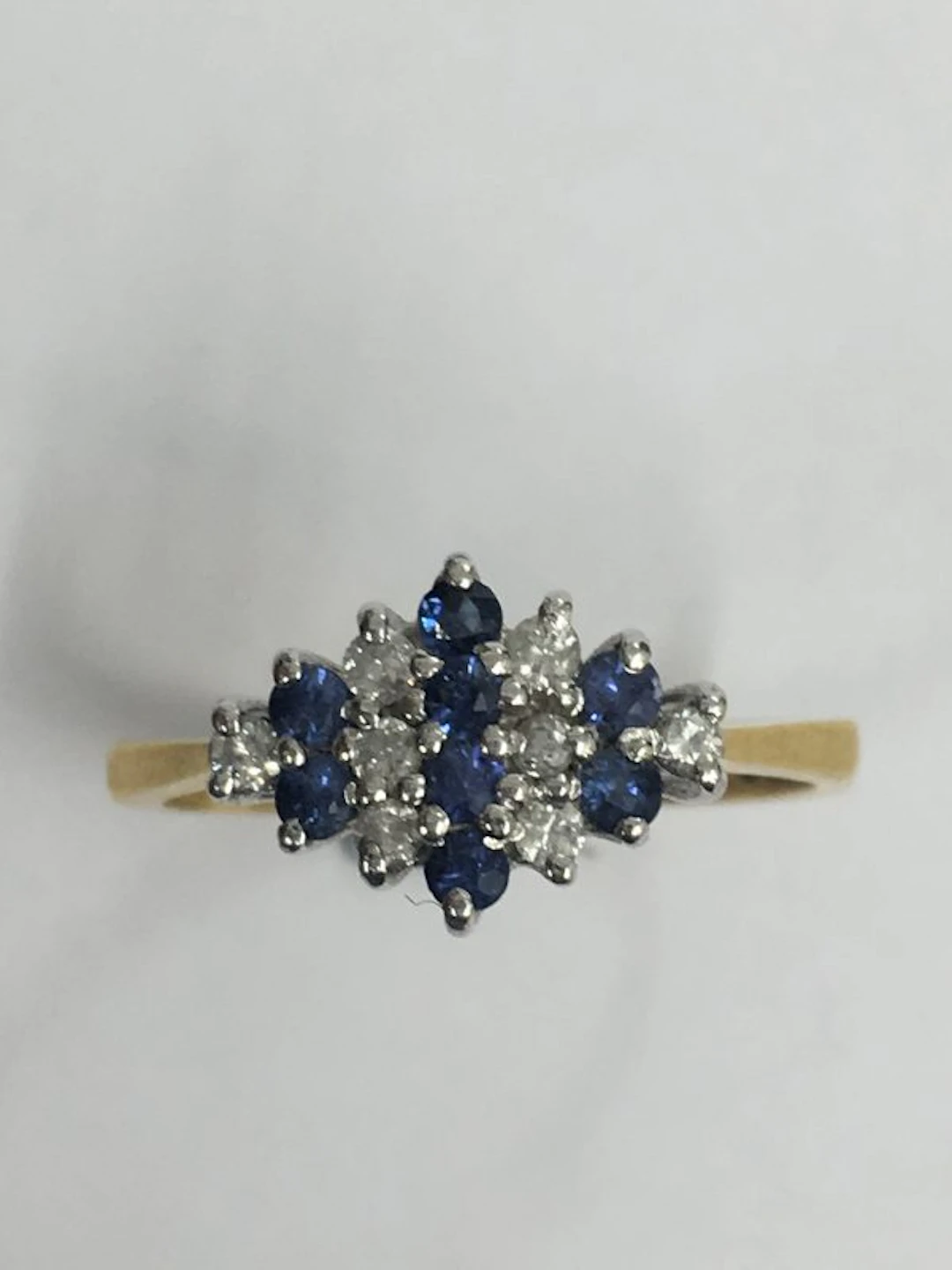 DIAMOND & SAPPHIRE FANCY CLUSTER RING/ENGAGEMENT RING