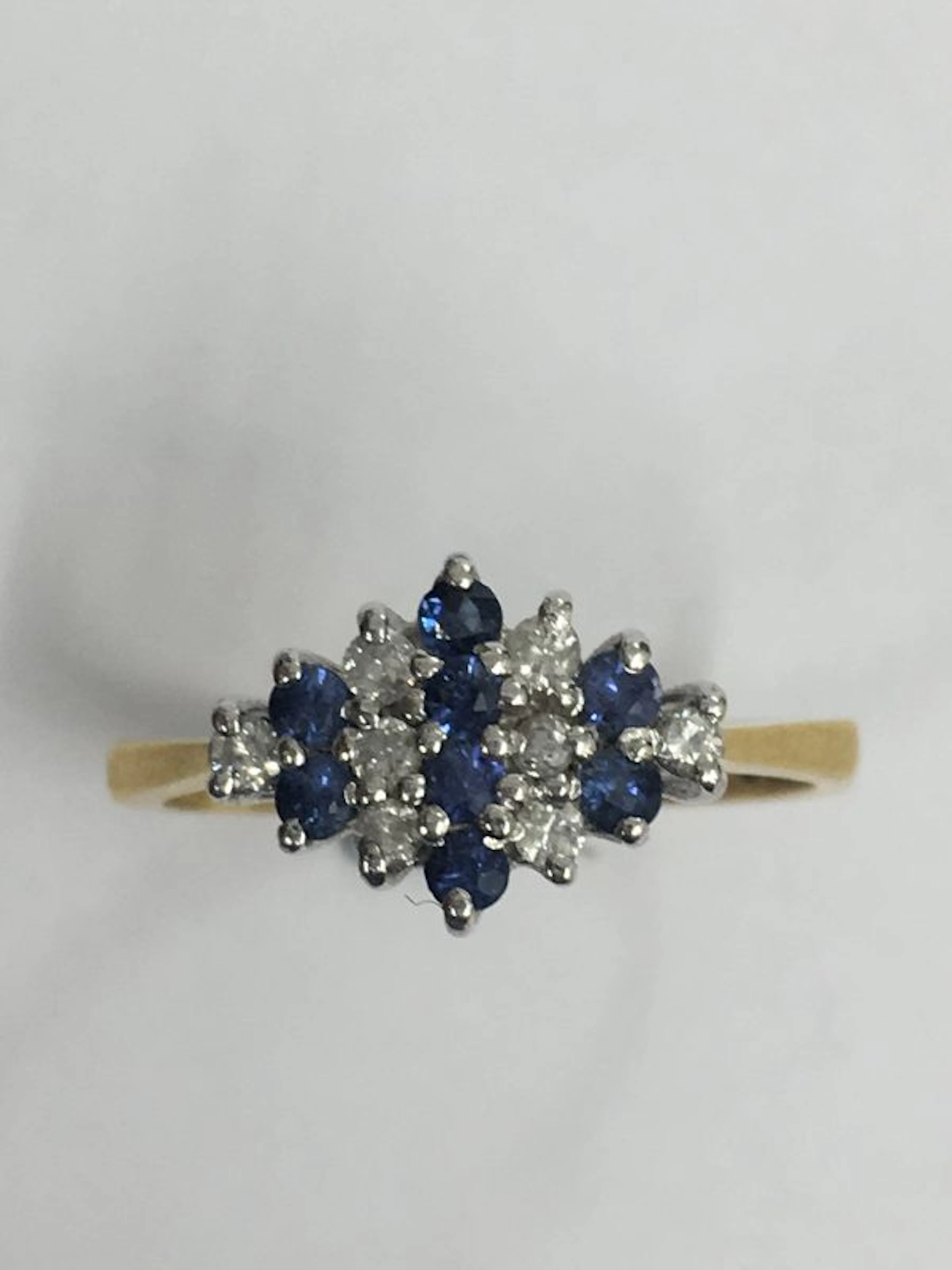 DIAMOND & SAPPHIRE FANCY CLUSTER RING/ENGAGEMENT RING