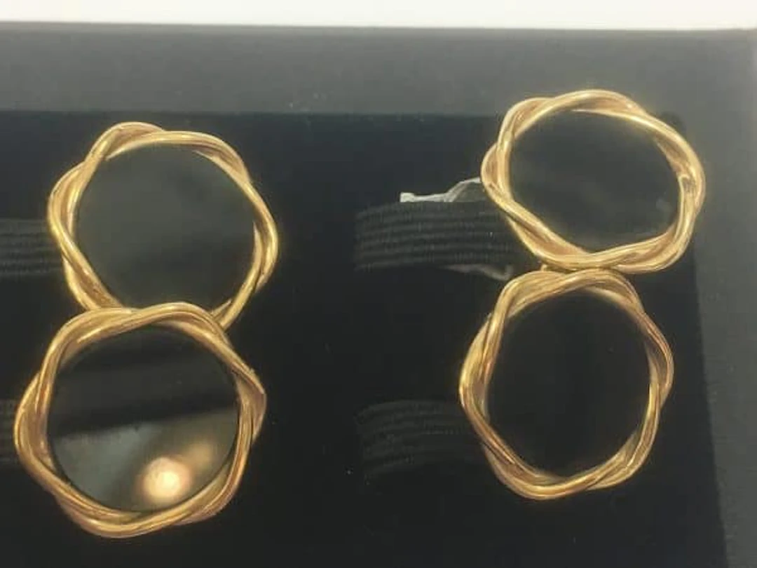 GOLD & BlACK ONYX ROUND DOUBLE CUFFLINKS BY DEAKIN& FRANCIS
