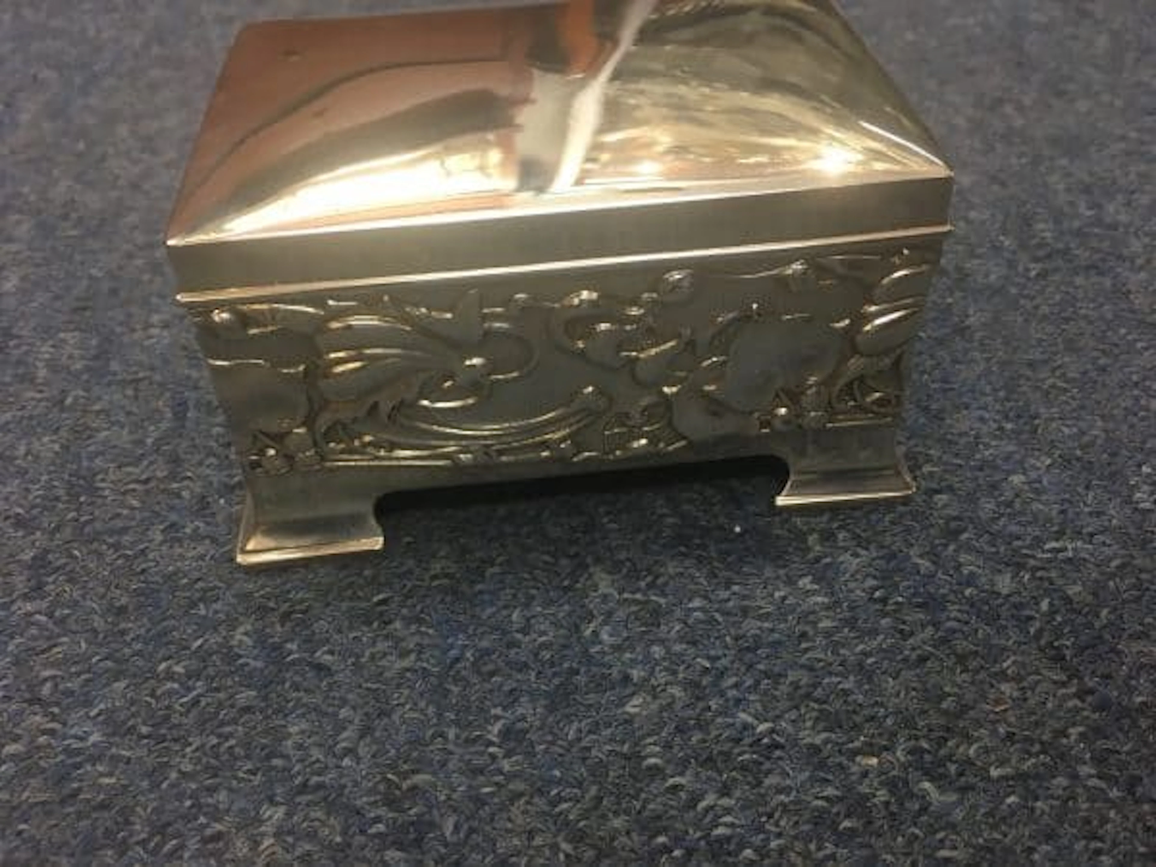 SILVER ANTIQUE JEWELLERY BOX ARTS AND CRAFTS DESIGN C.1906 EDWARD VII