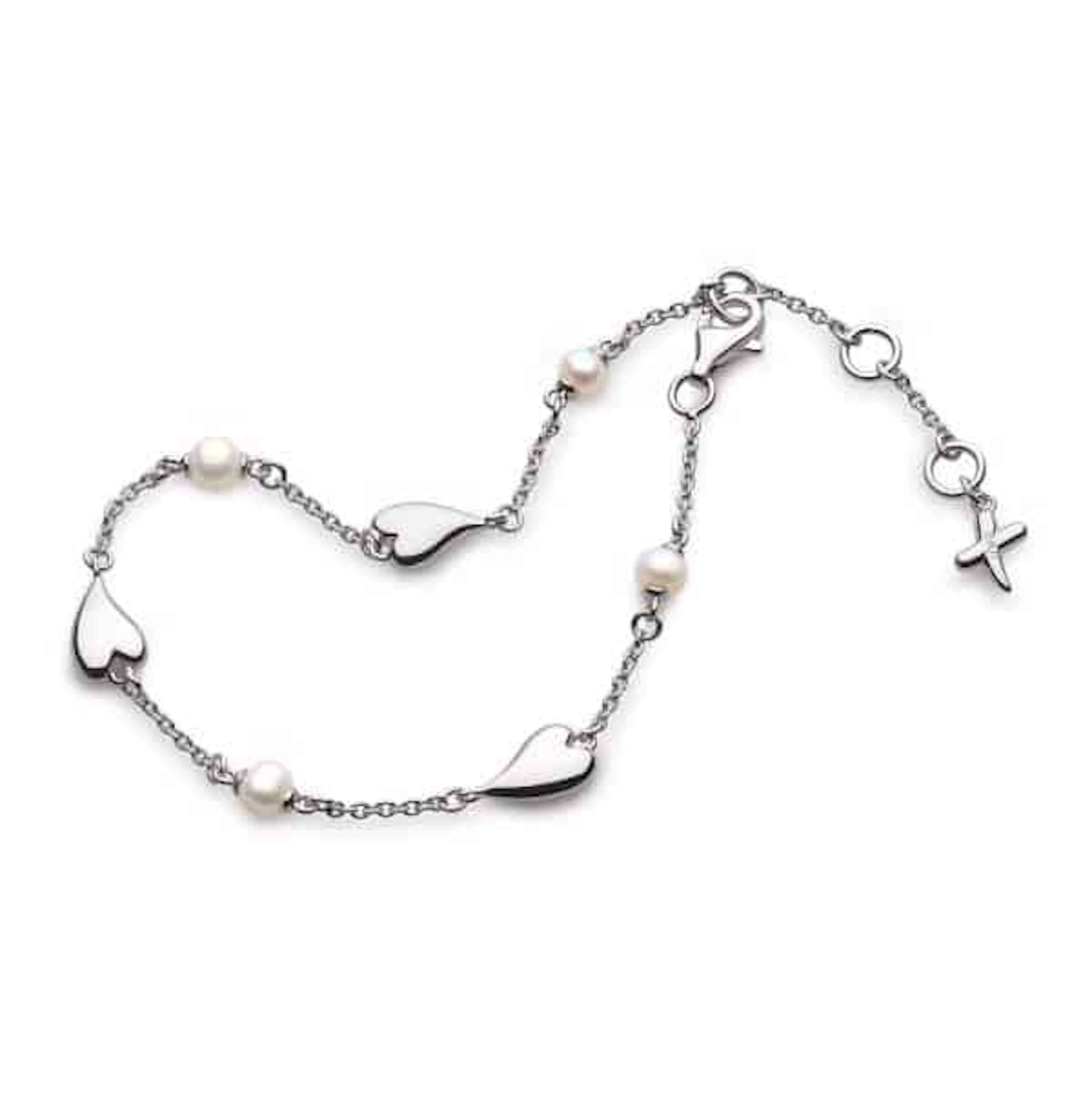 KIT HEATH DESIRE HEART KISS CRUSH FRESHWATER PEARL & SILVER BRACELET