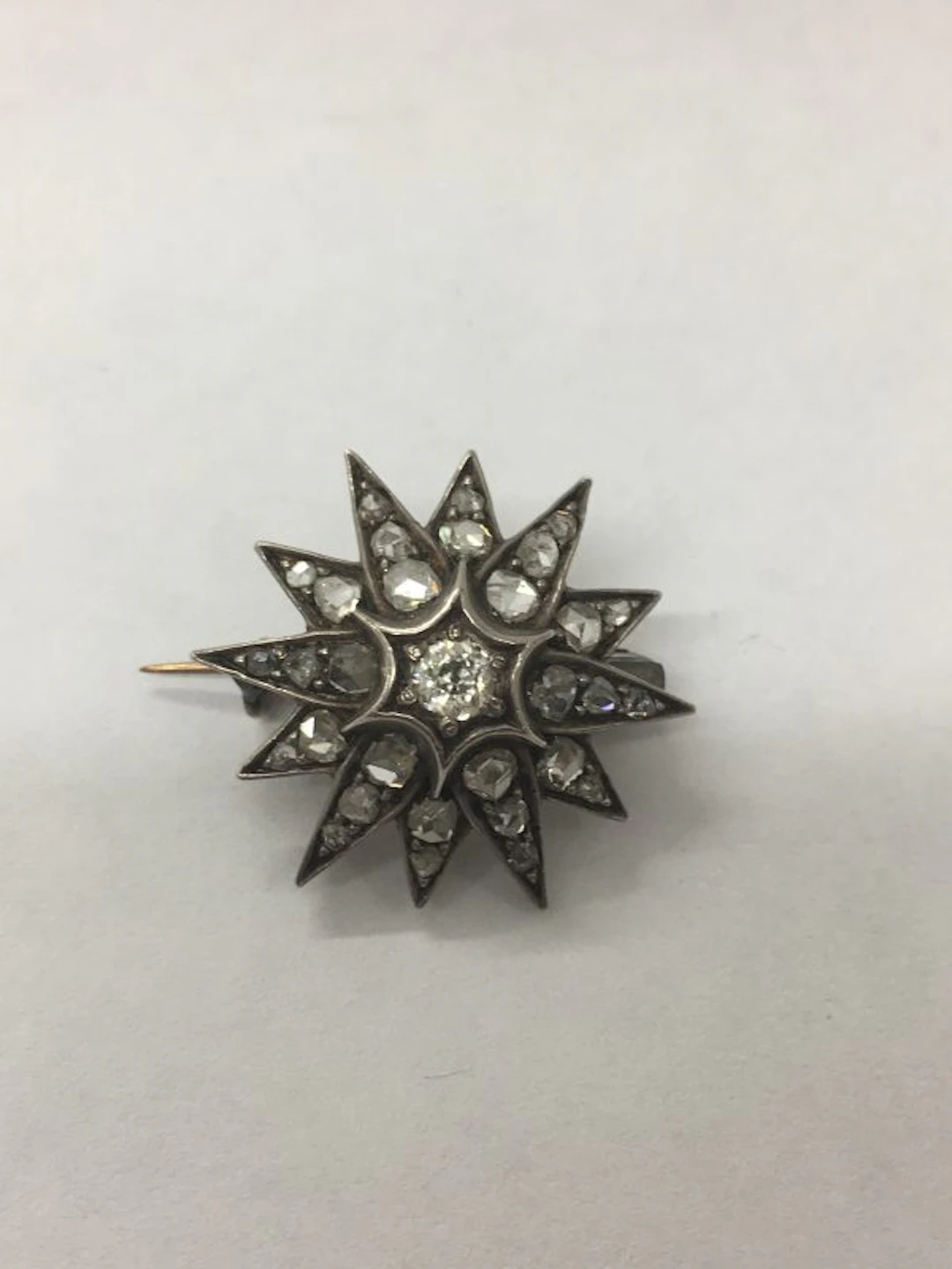 Victorian diamond starburst brooch