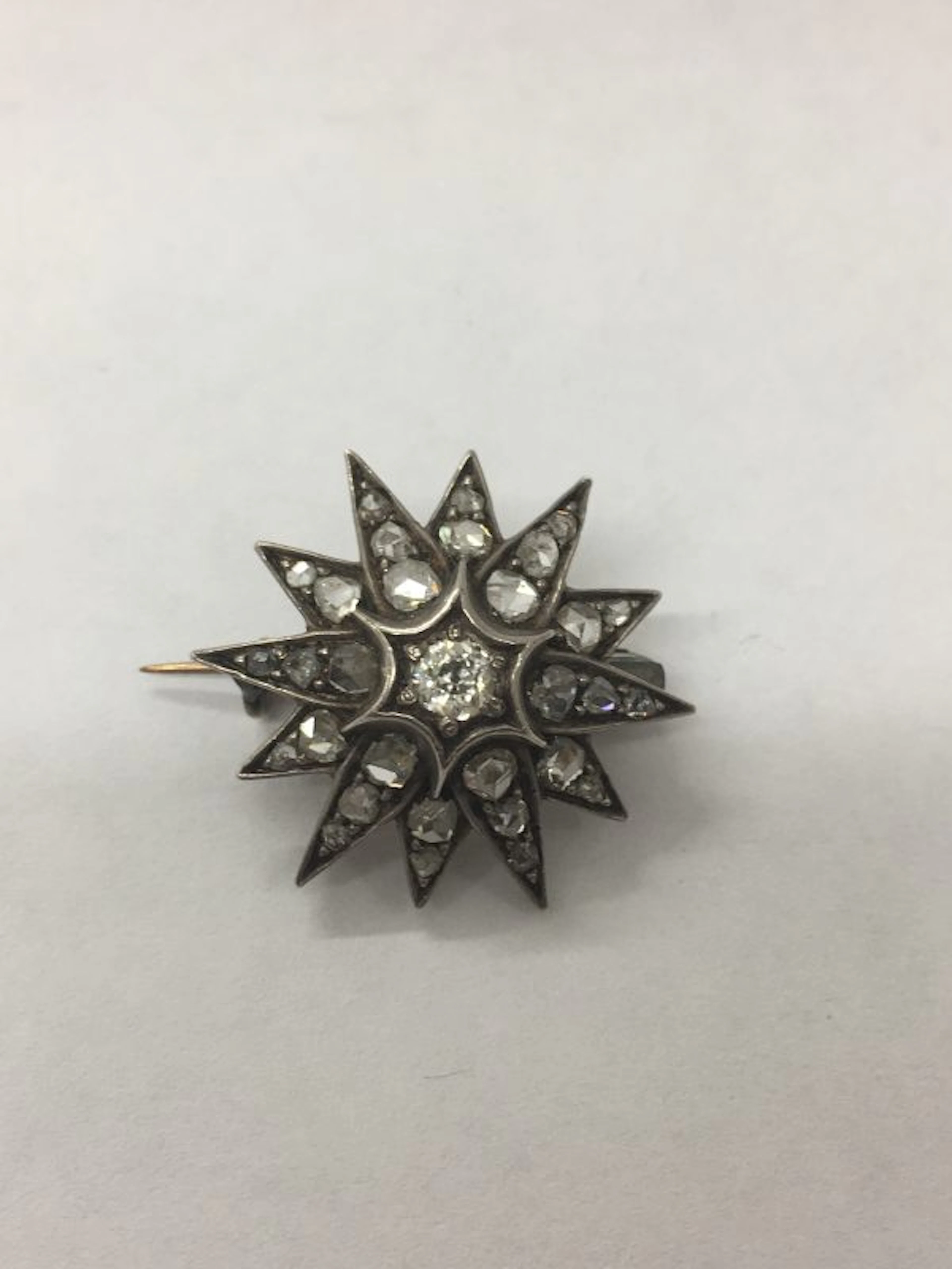 Victorian diamond starburst brooch