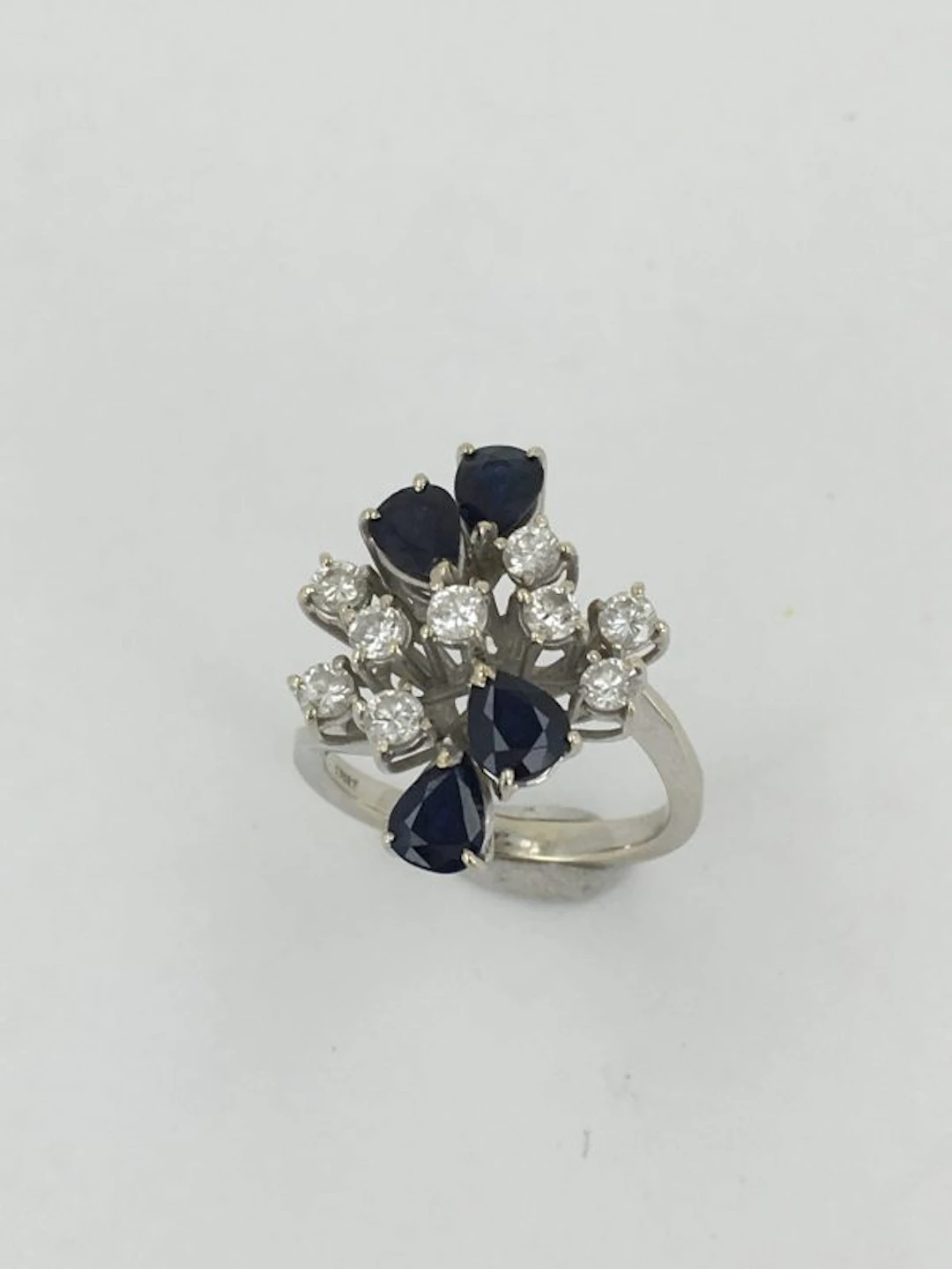 Vintage Sapphire&Diamond White Gold Ring