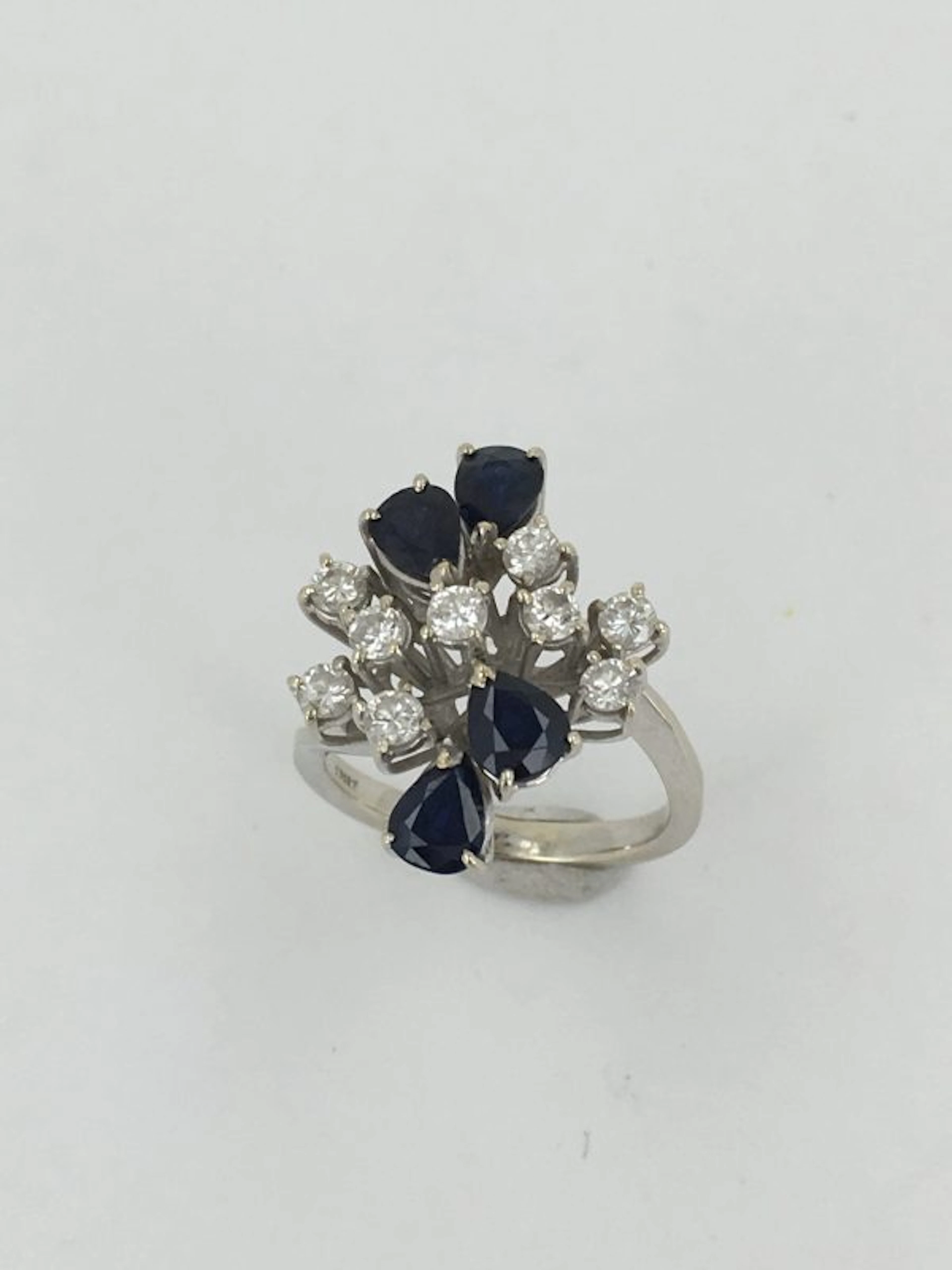 Vintage Sapphire&Diamond White Gold Ring