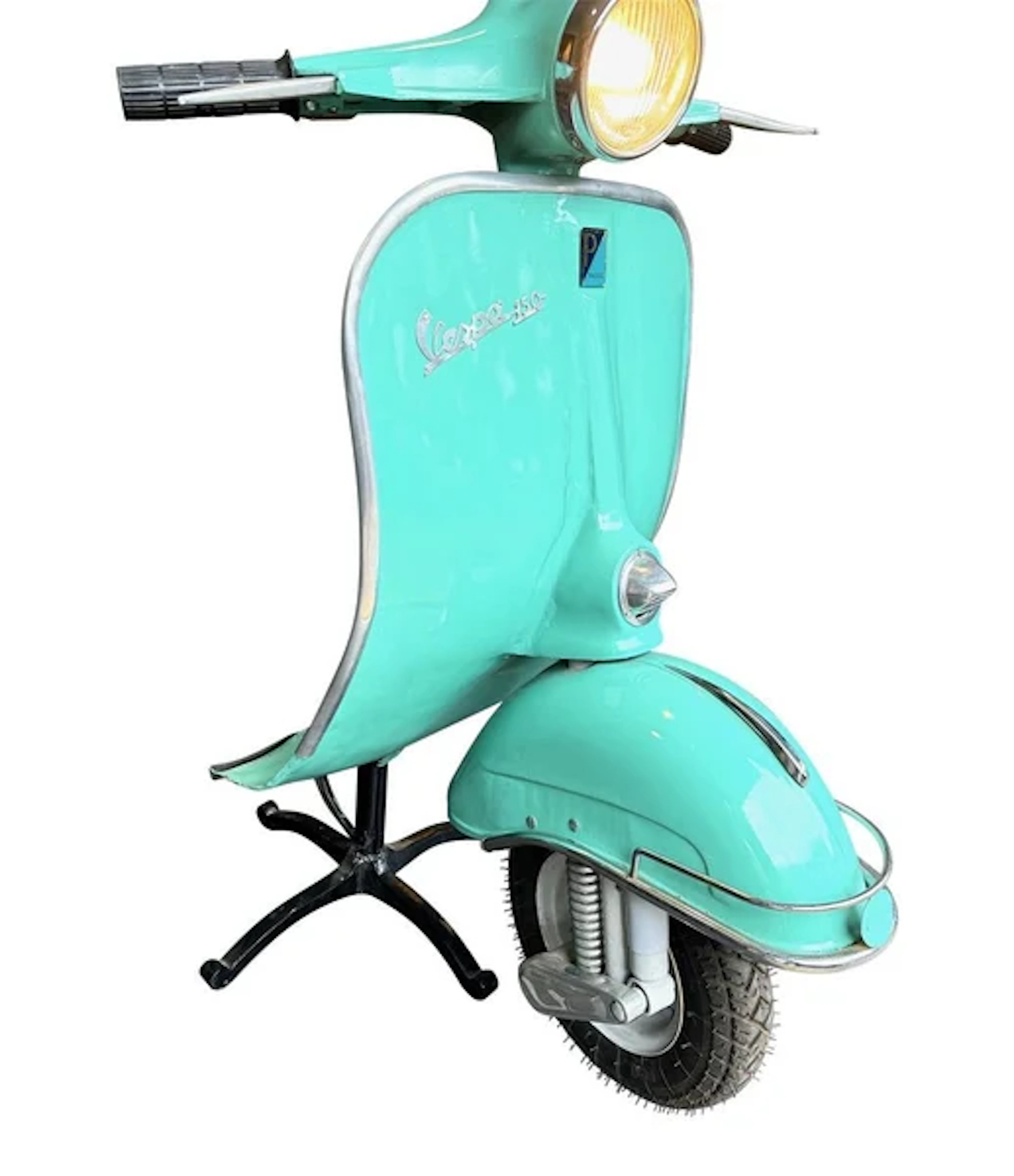 An orignal unique 1960s floor lamp made from the front half a Piaggio