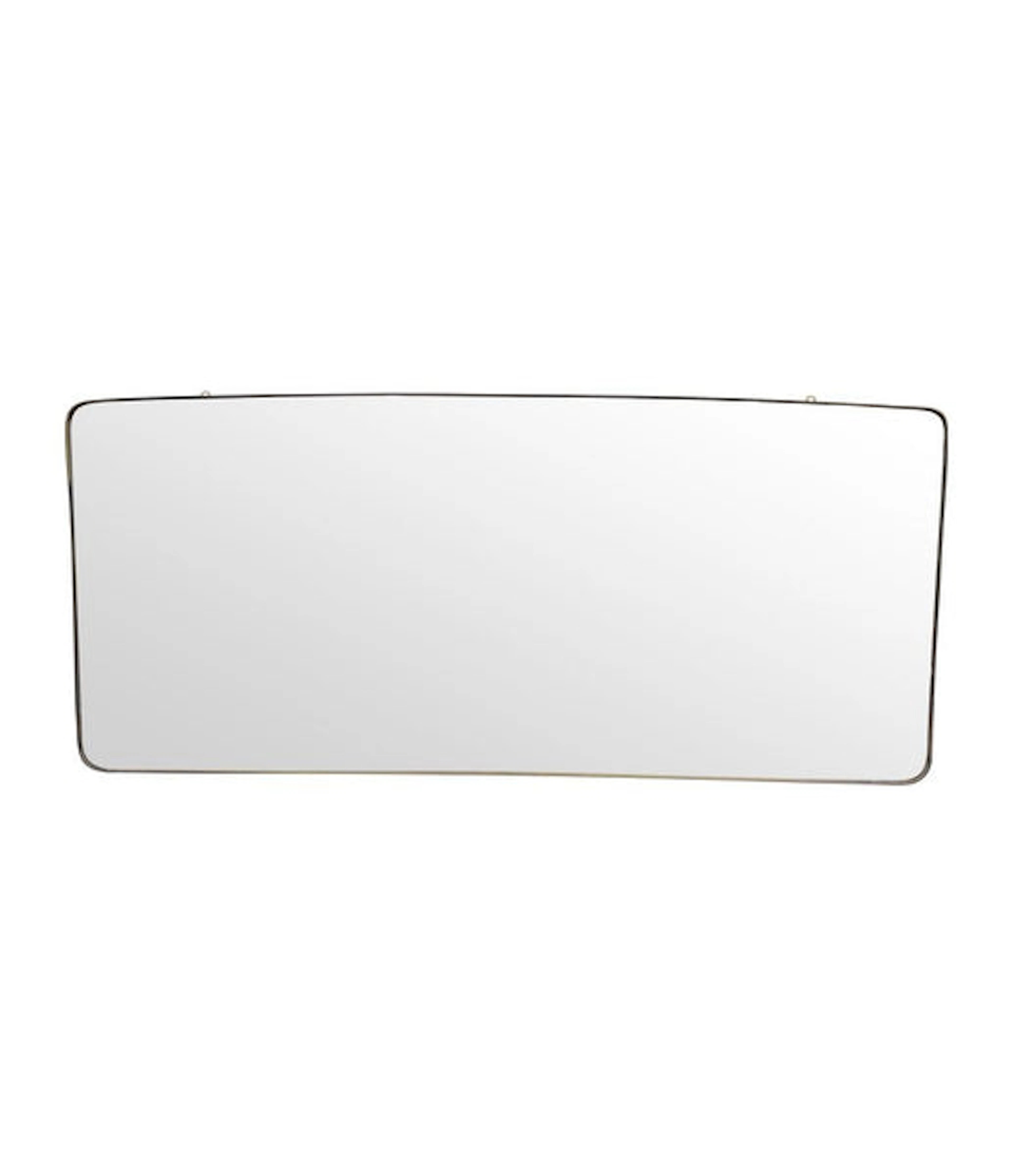 A large original 1950s Italian brass framed landscape mirror with