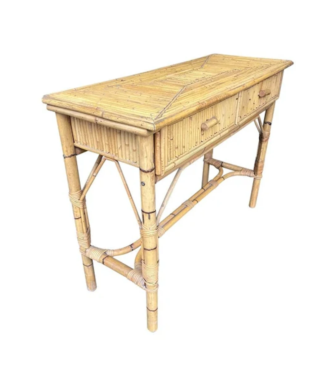 An Italian 1970s Bamboo console dressing table by Vivai Del Sud