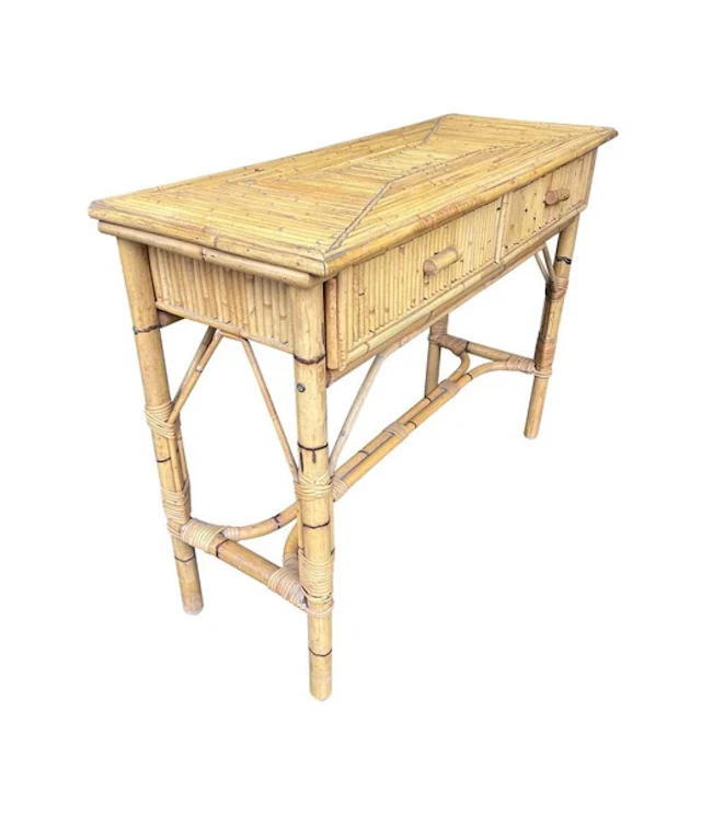 An Italian 1970s Bamboo console dressing table by Vivai Del Sud