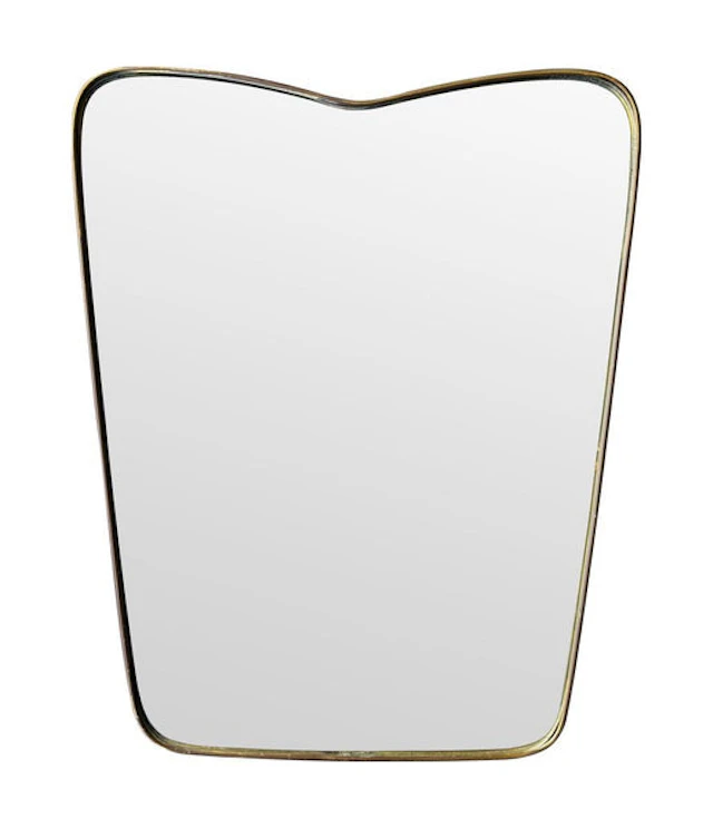 An original Italian 1950s brass framed mirror with shaped top