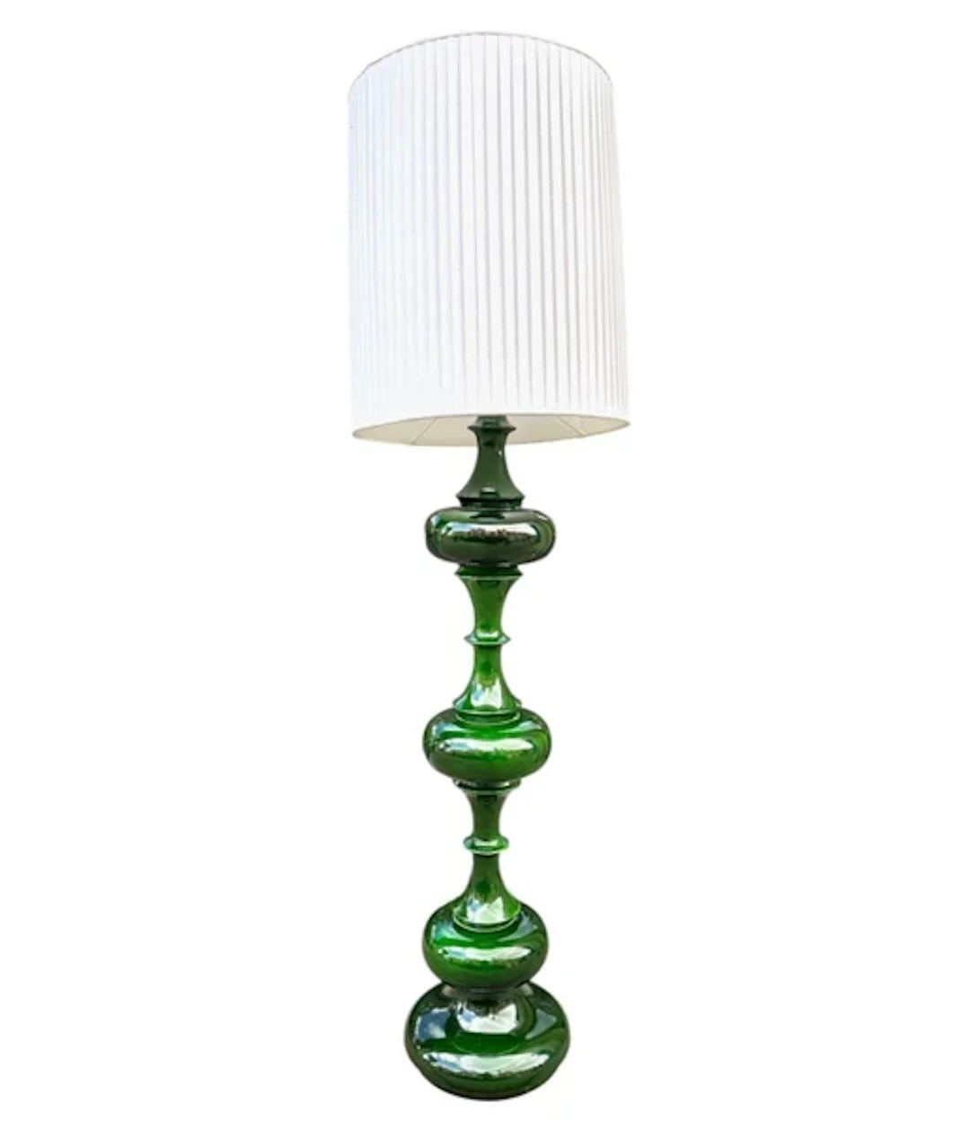 A large German 1970s ceramic green glazed floor lamp by Kaiser Leutchens