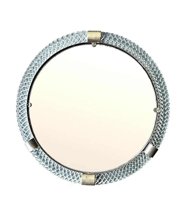 A large 1940s circular Murano glass and brass mirror by Barovier and Toso