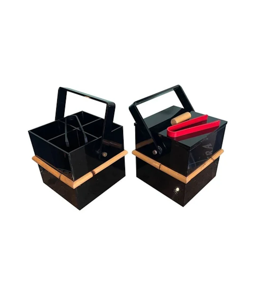 A 1970s Italian bar set comprising an ice bucket with lid and bottle