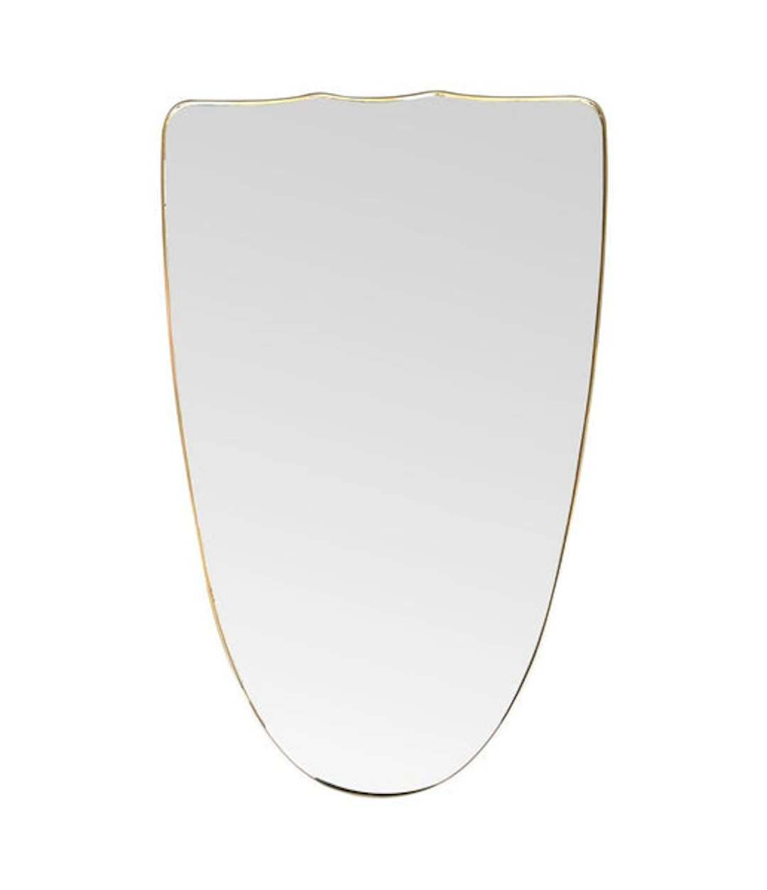A large orignal Italian 1950s shield mirror with brass frame