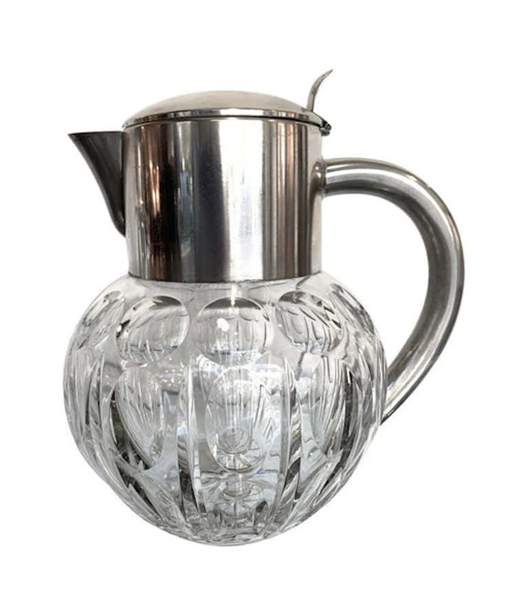 WMF SILVER PLATED CRYSTAL LEMONADE / COCKTAIL JUG ENGRAVED WITH CIRCLE MOTIFS