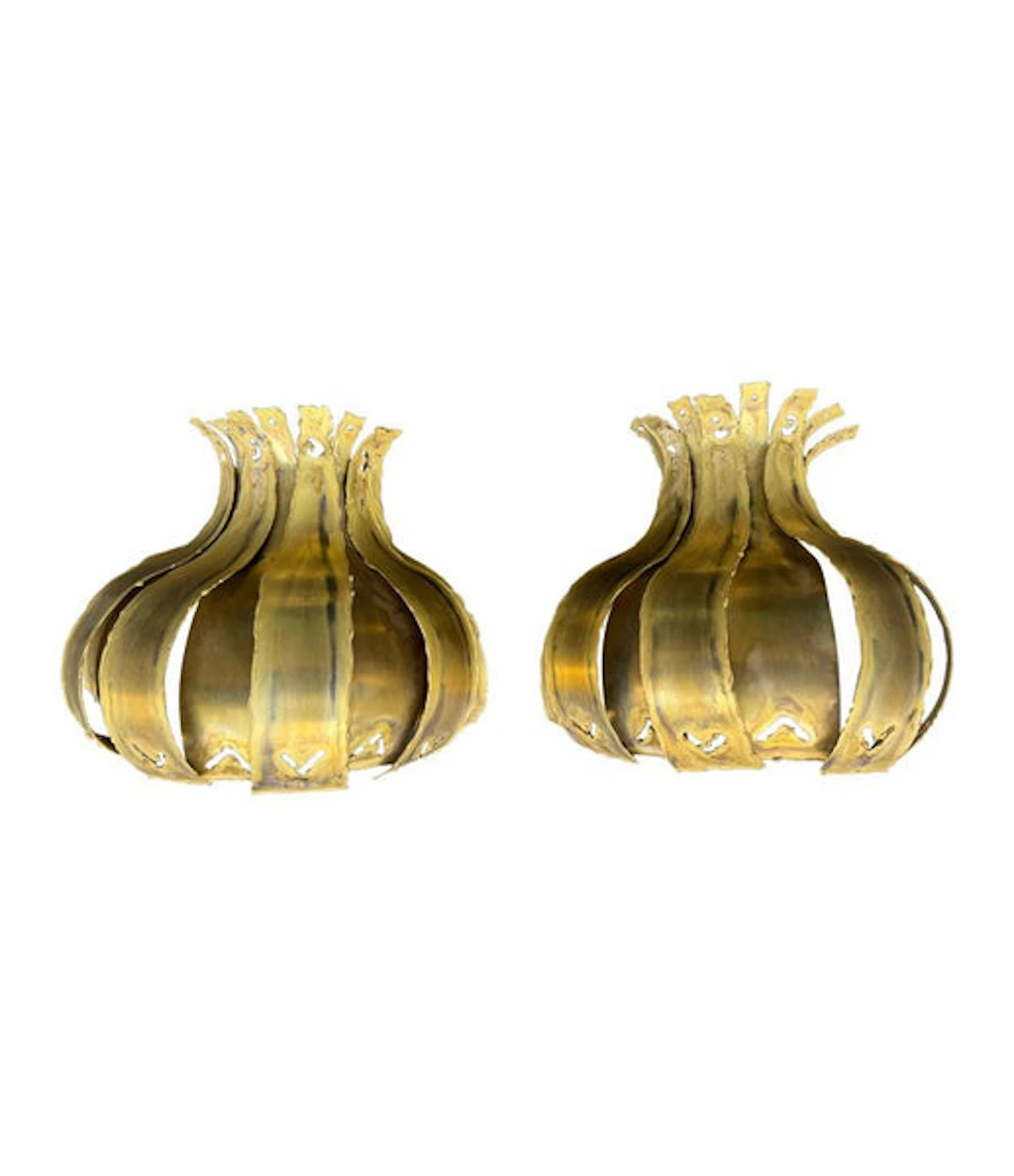 A pair of 1960s Holm Sorensen torch cut brass wall sconces