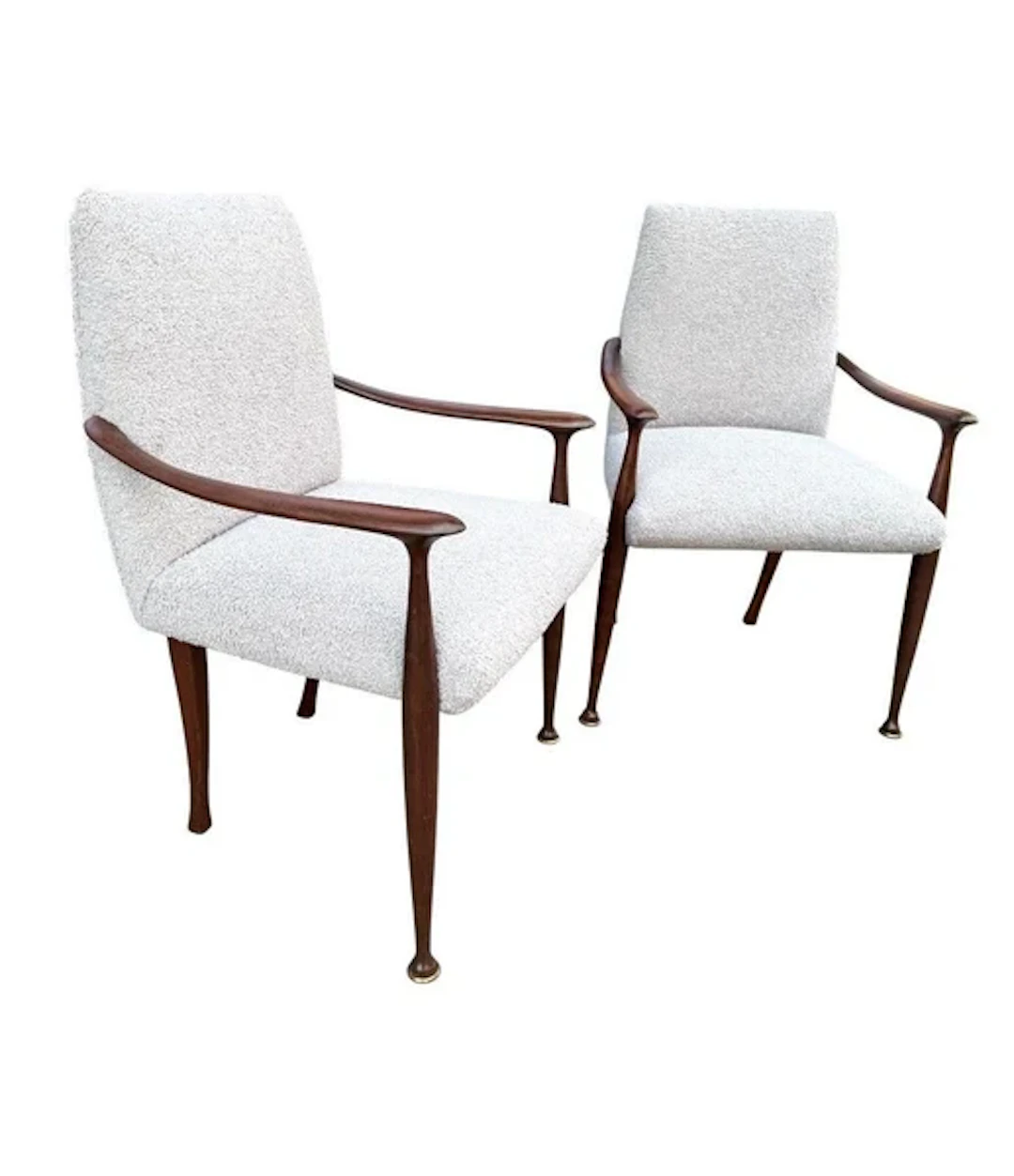 A pair of Italian 1950s wallnut chairs by Cassina newly upholstered