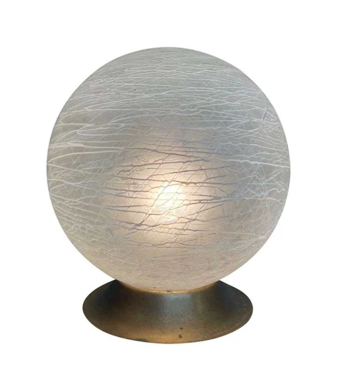 A Venini Murano glass swirl ball lamp on brass base