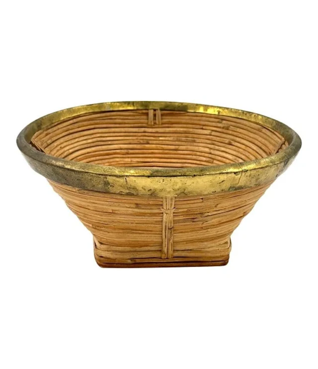 An Italian 1970s bamboo and brass bowl