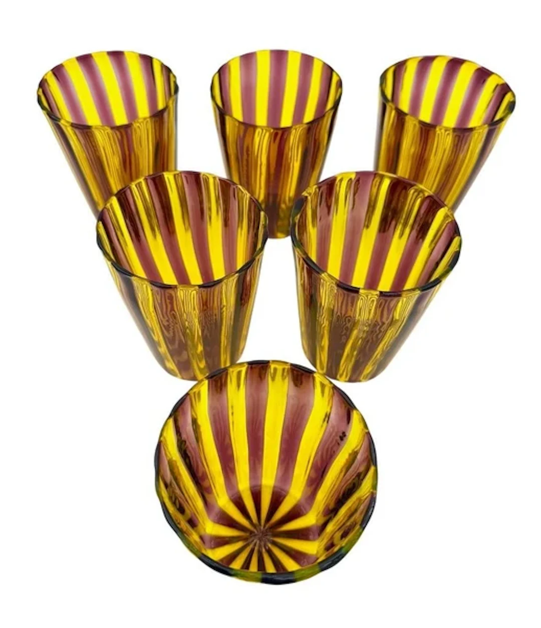 A set of six wonderful Italian handblown Murano glass tumblers with