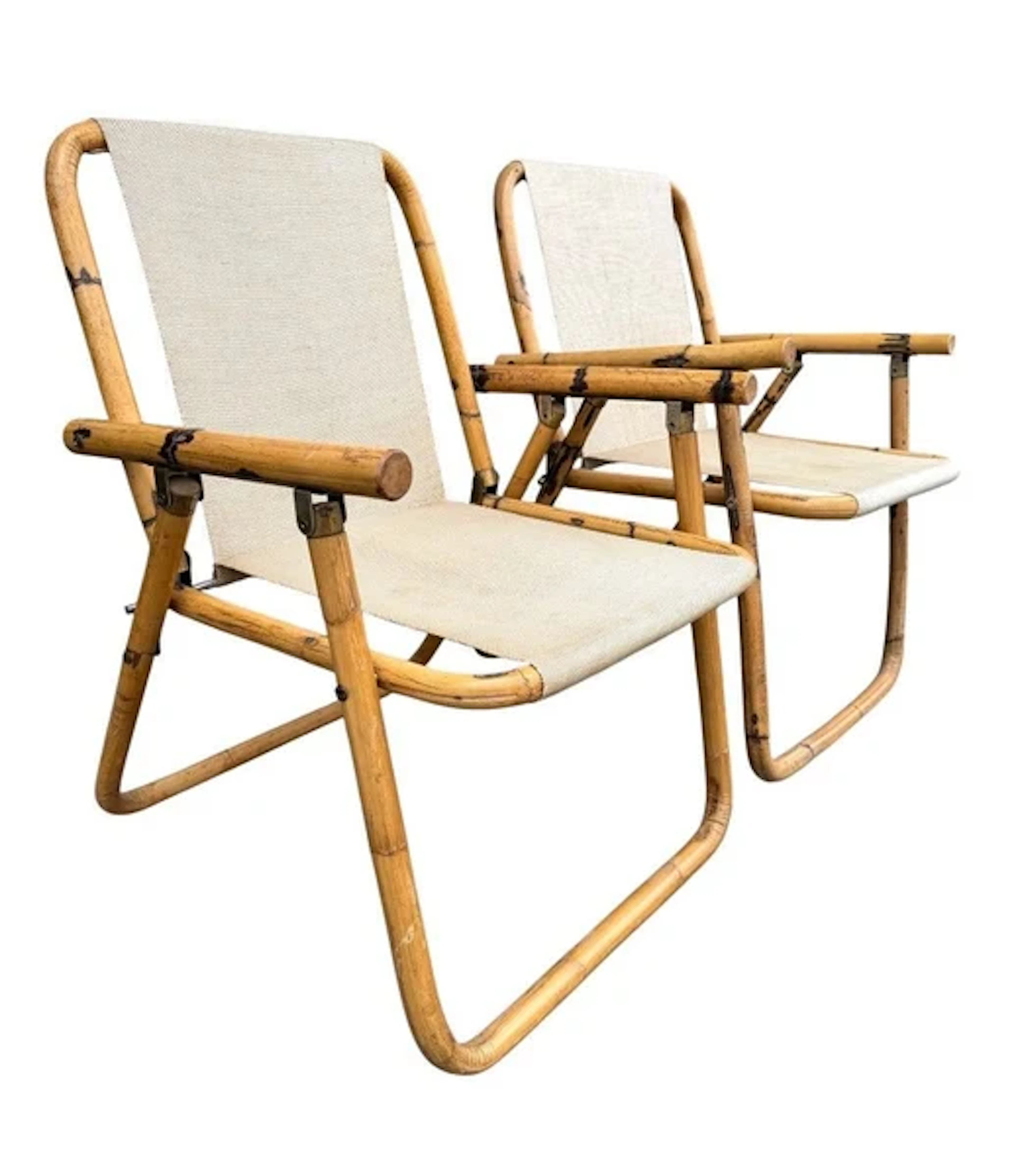 A pair of 1970s Italian folding bamboo chairs by Dal Vera
