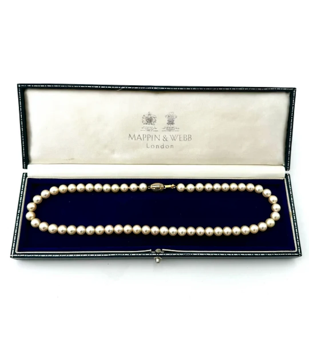 A lovely late 1980s Mappin and Webb Akoya pearl necklace with 18carat