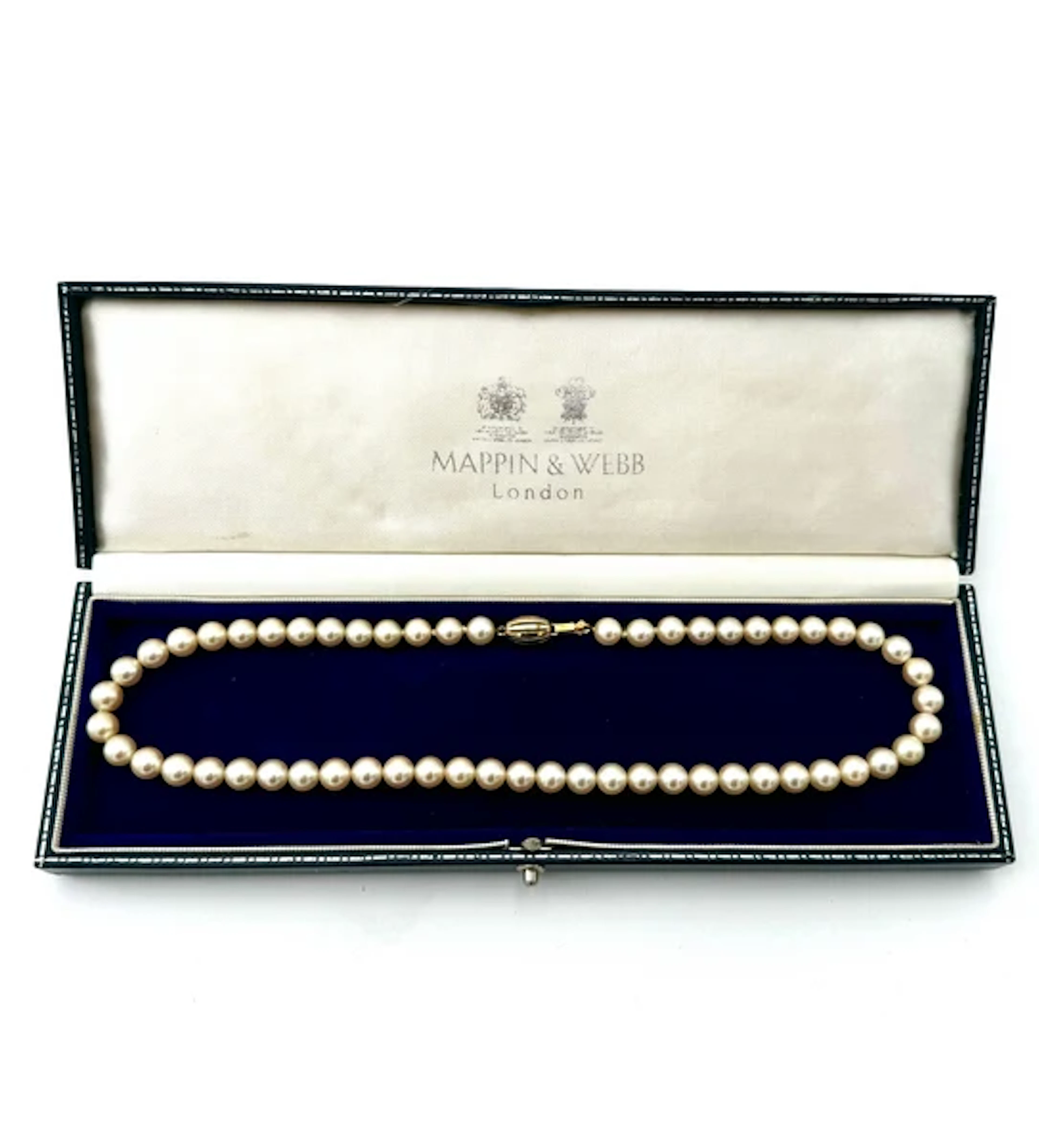 A lovely late 1980s Mappin and Webb Akoya pearl necklace with 18carat