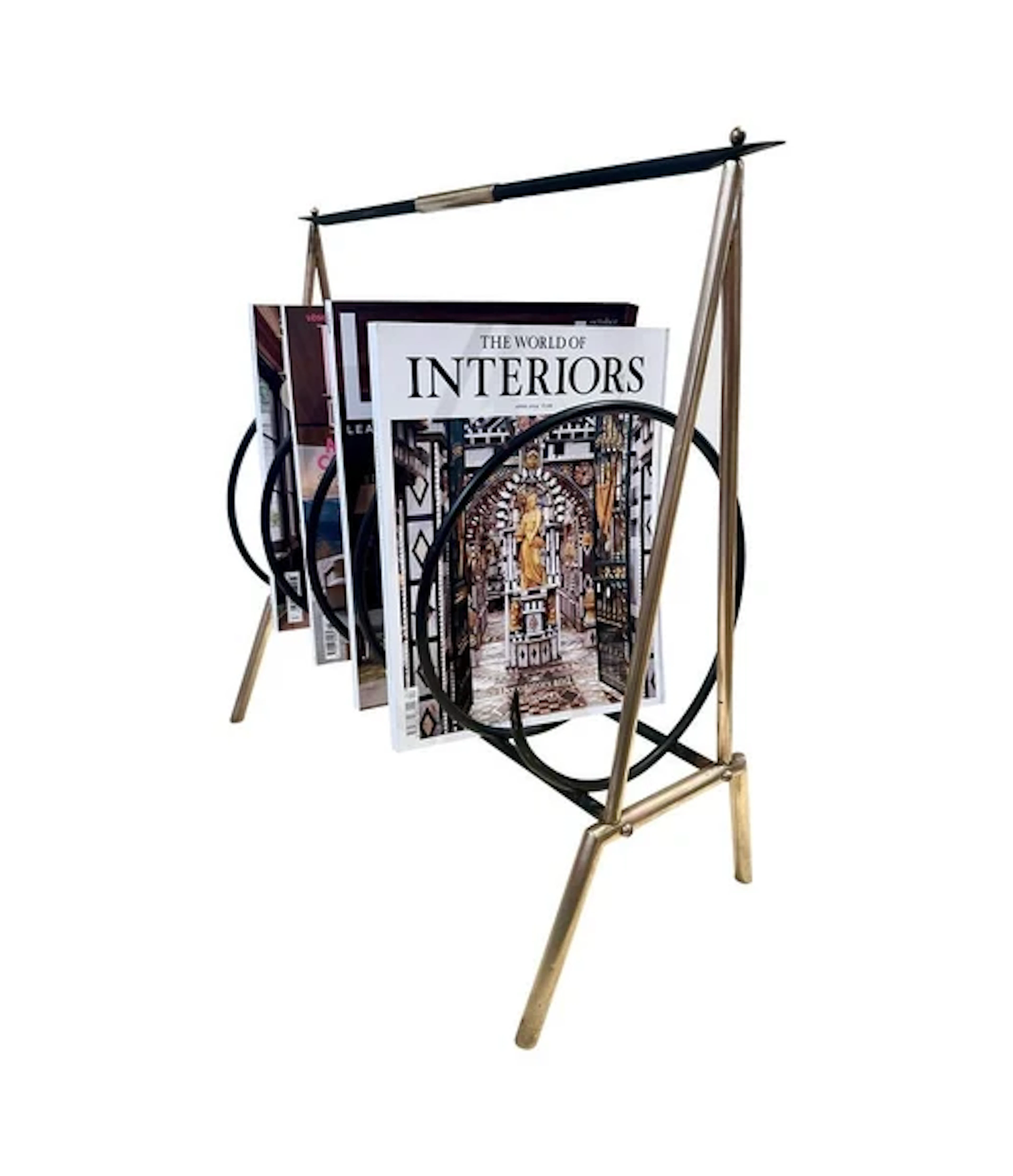 An unusual Italian 1950s mid century brass and black lacquered spiral