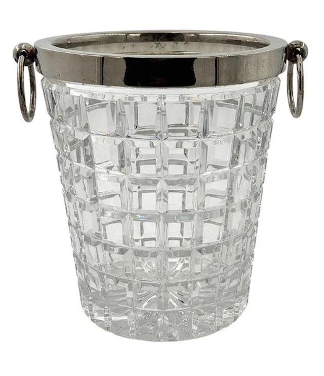 A 1960s Val Saint Lambert crystal and silver plated champagne bucket