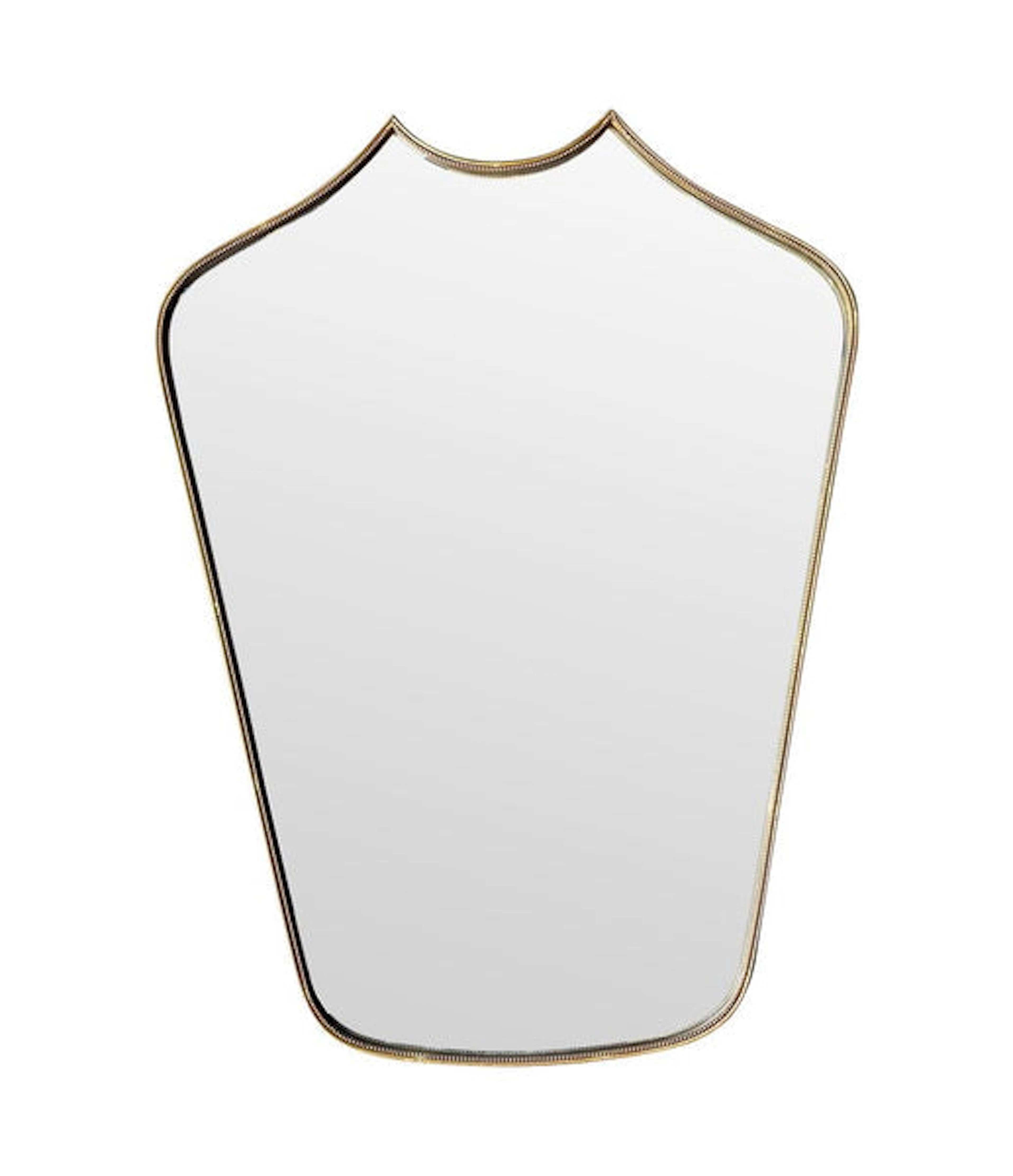 An orignal unusual 1950s Italian brass framed mirror, with beaded detailing