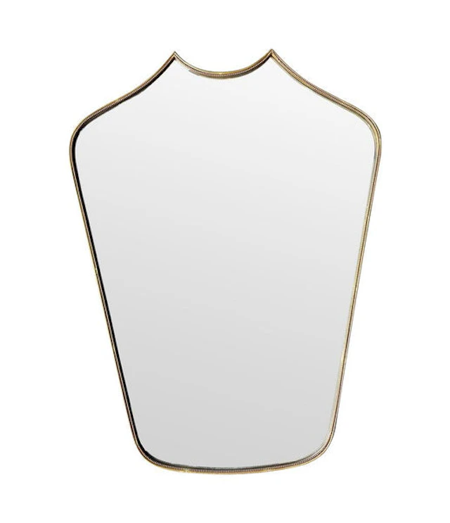 An orignal unusual 1950s Italian brass framed mirror, with beaded detailing