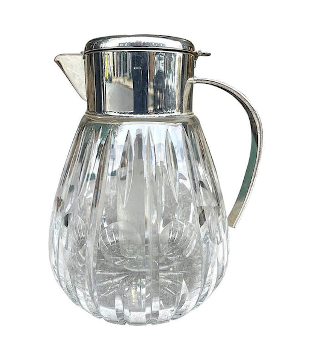 A 1960s German crystal and silver plated lemonade jug with central ice tube