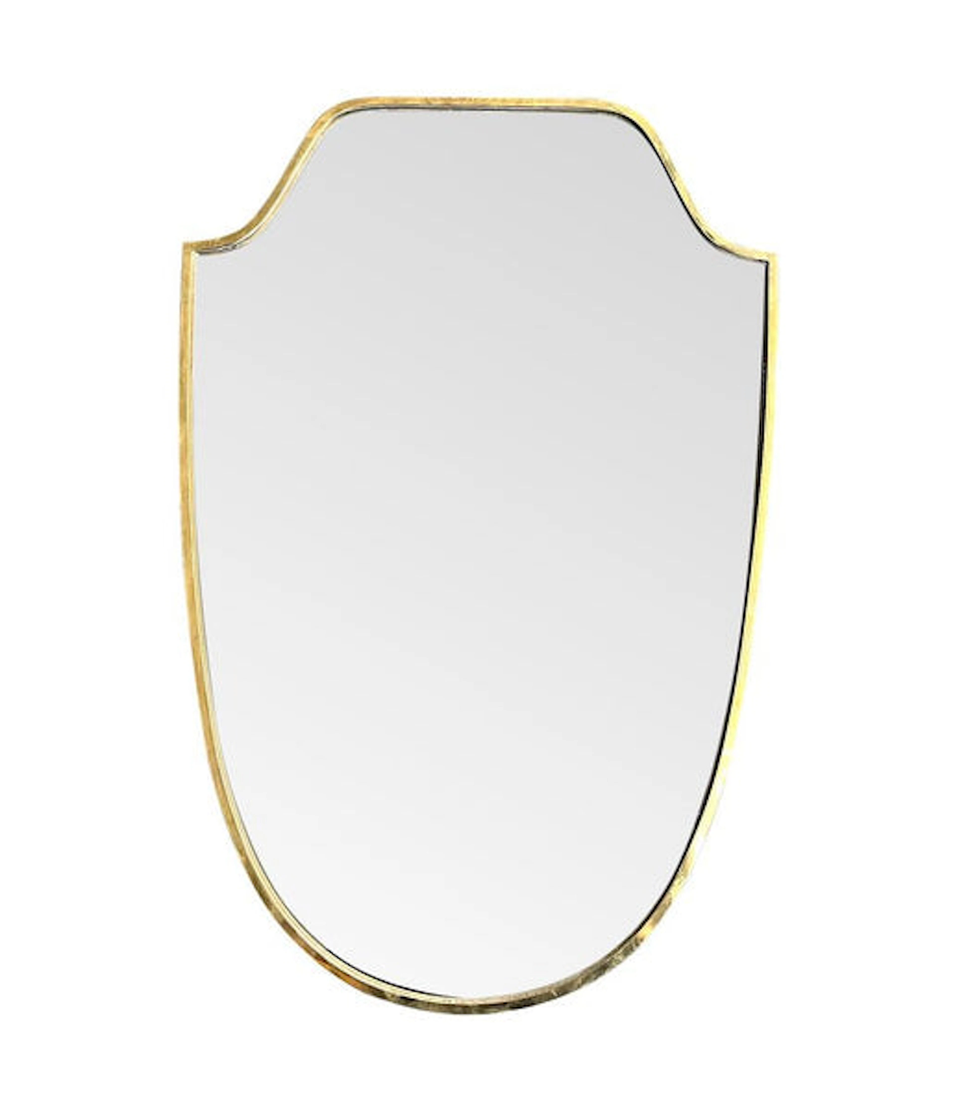 An orignal 1950s Italian shield mirror with solid wood back