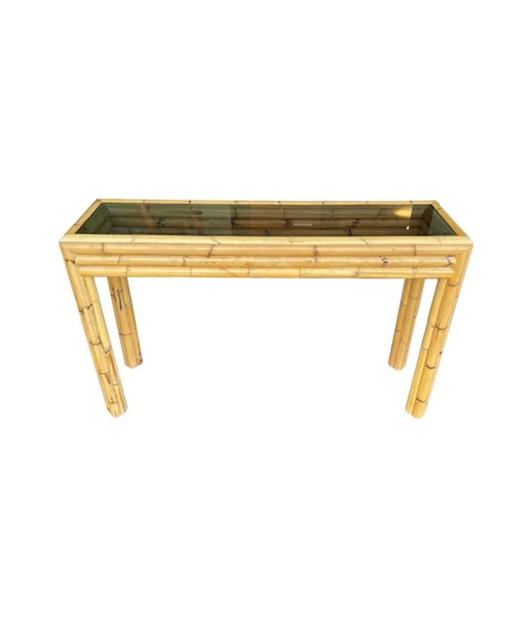 Copy - An Italian 1970s bamboo console table with smoked glass top