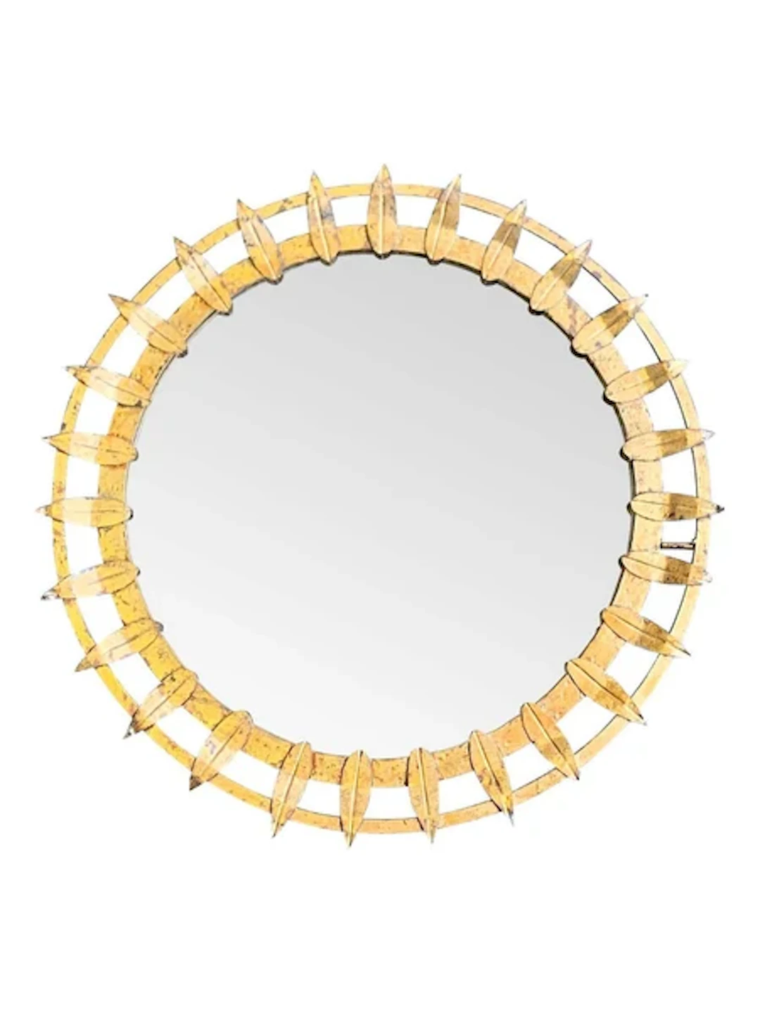 A Spanish 1950s gilt wrought iron circluar sunburst mirror