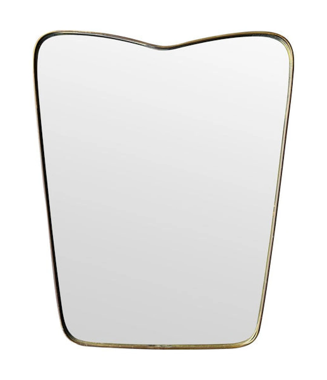 An original Italian 1950s brass framed mirror with shaped top