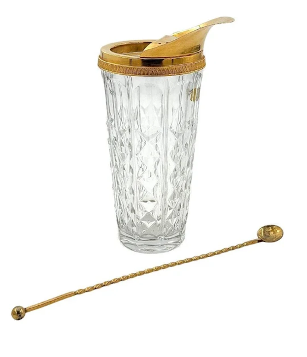 A 1950s Val Saint Lambert crystal and gold plated cocktail jug