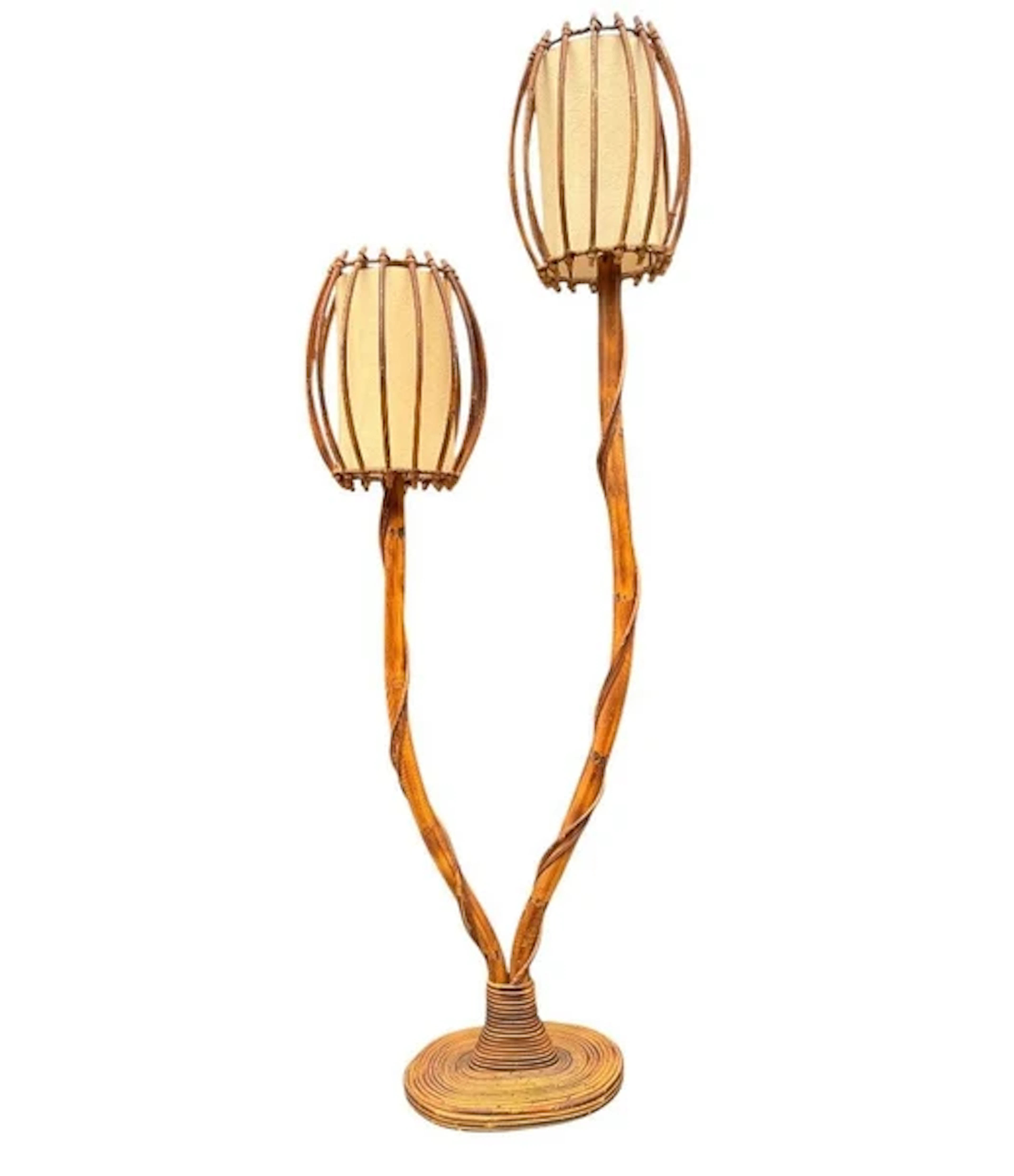 A lovely French 1960s bamboo floor lamps by Louis Sognot